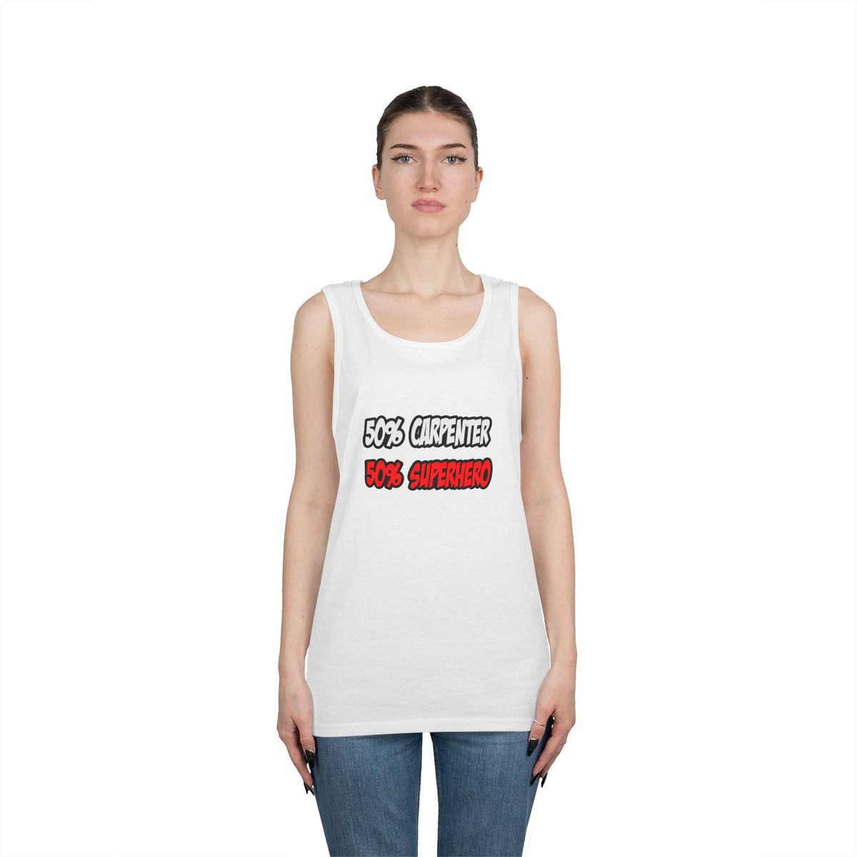 Half Carpenter...Half Superhero - Unisex Heavy Cotton Tank Top