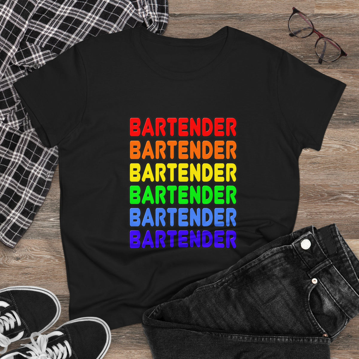 Rainbow Bartender - Women's Midweight Cotton Tee