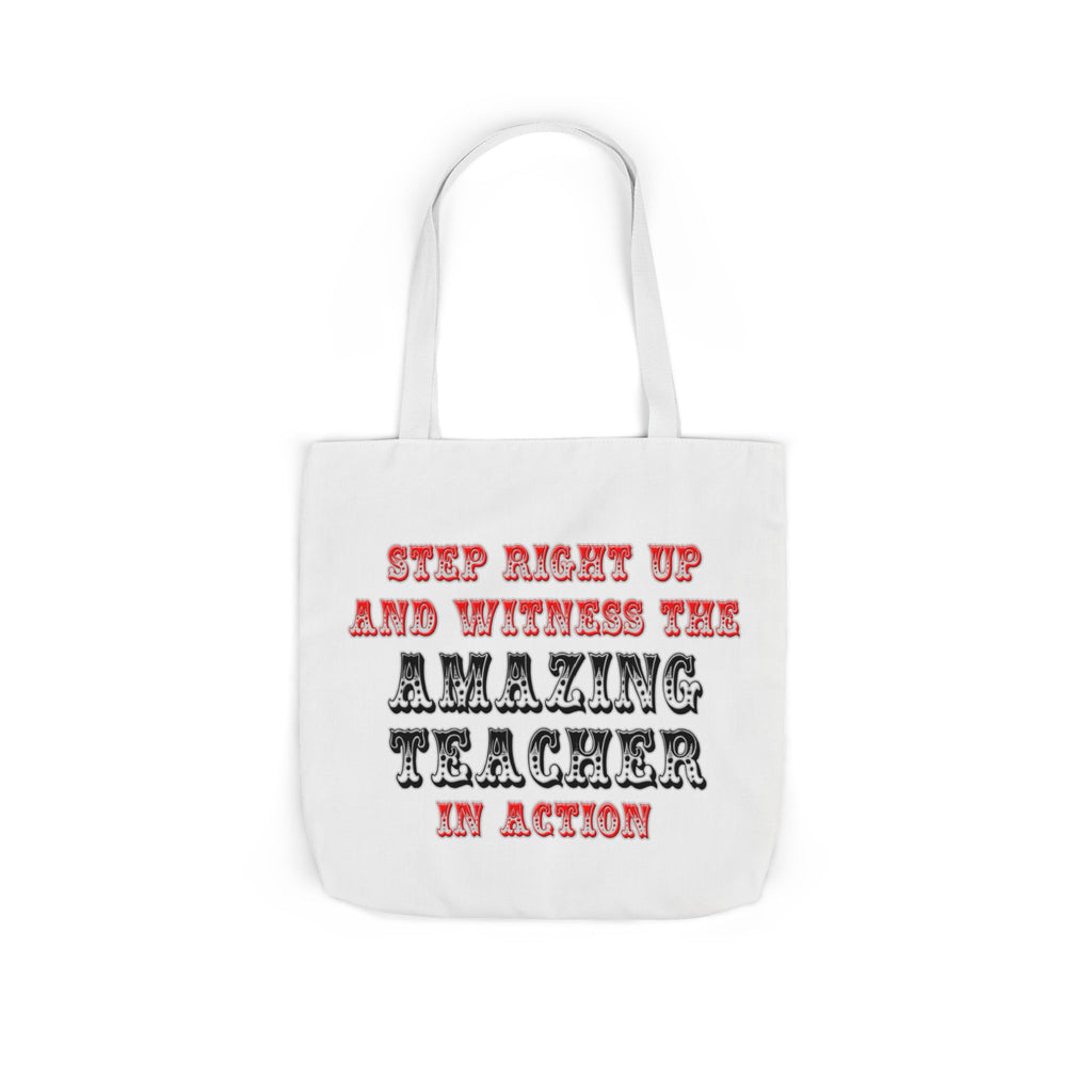 Amazing Teacher In Action - Canvas Tote Bag, 5-Color Straps
