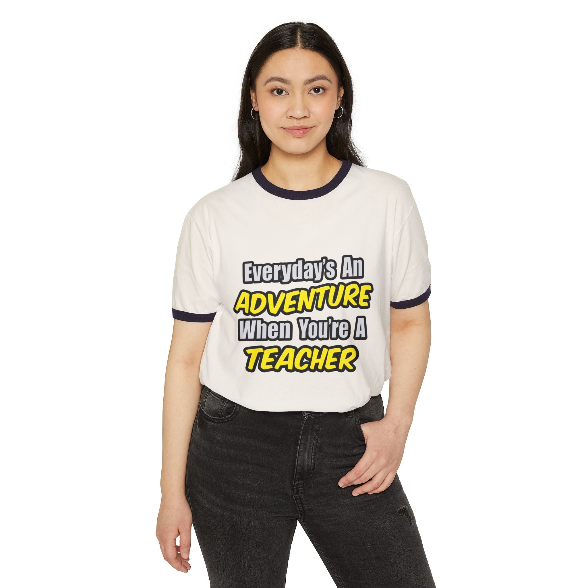 Everyday's An Adventure...Teacher - Unisex Cotton Ringer T-Shirt