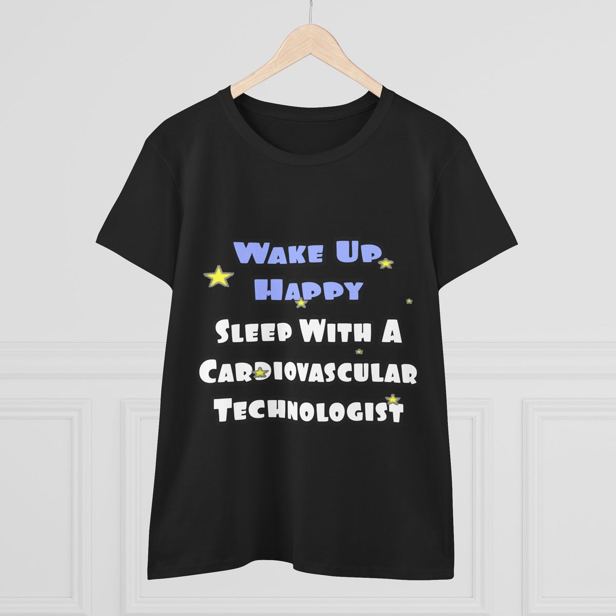 Wake Up Happy .. Sleep With Cardiovascular Tech - Women's Midweight Cotton Tee