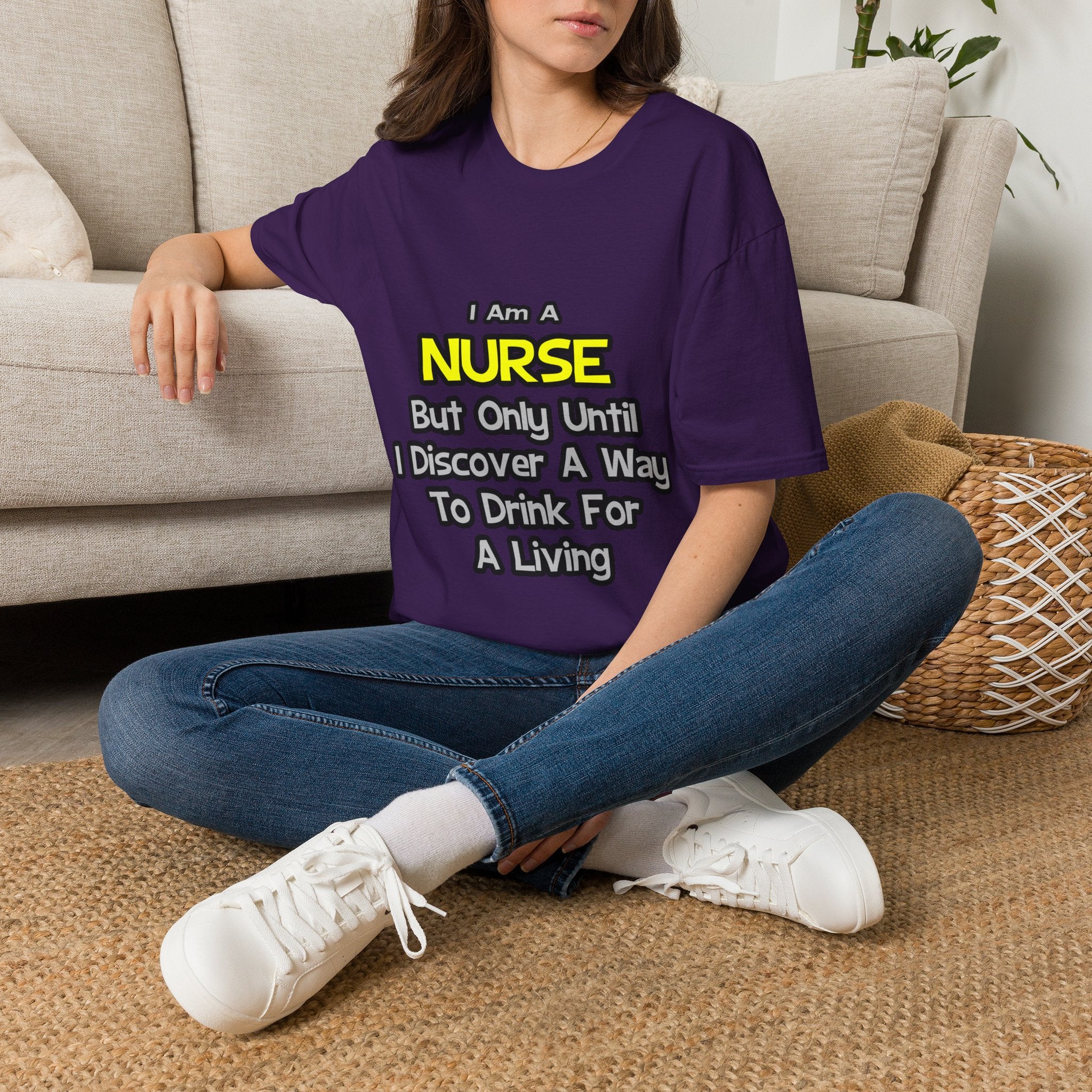 Nurse Joke .. Drink for a Living - Unisex Softstyle T-Shirt