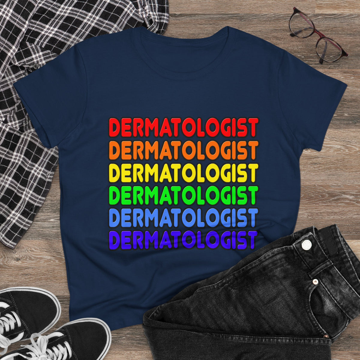 Rainbow Dermatologist - Women's Midweight Cotton Tee
