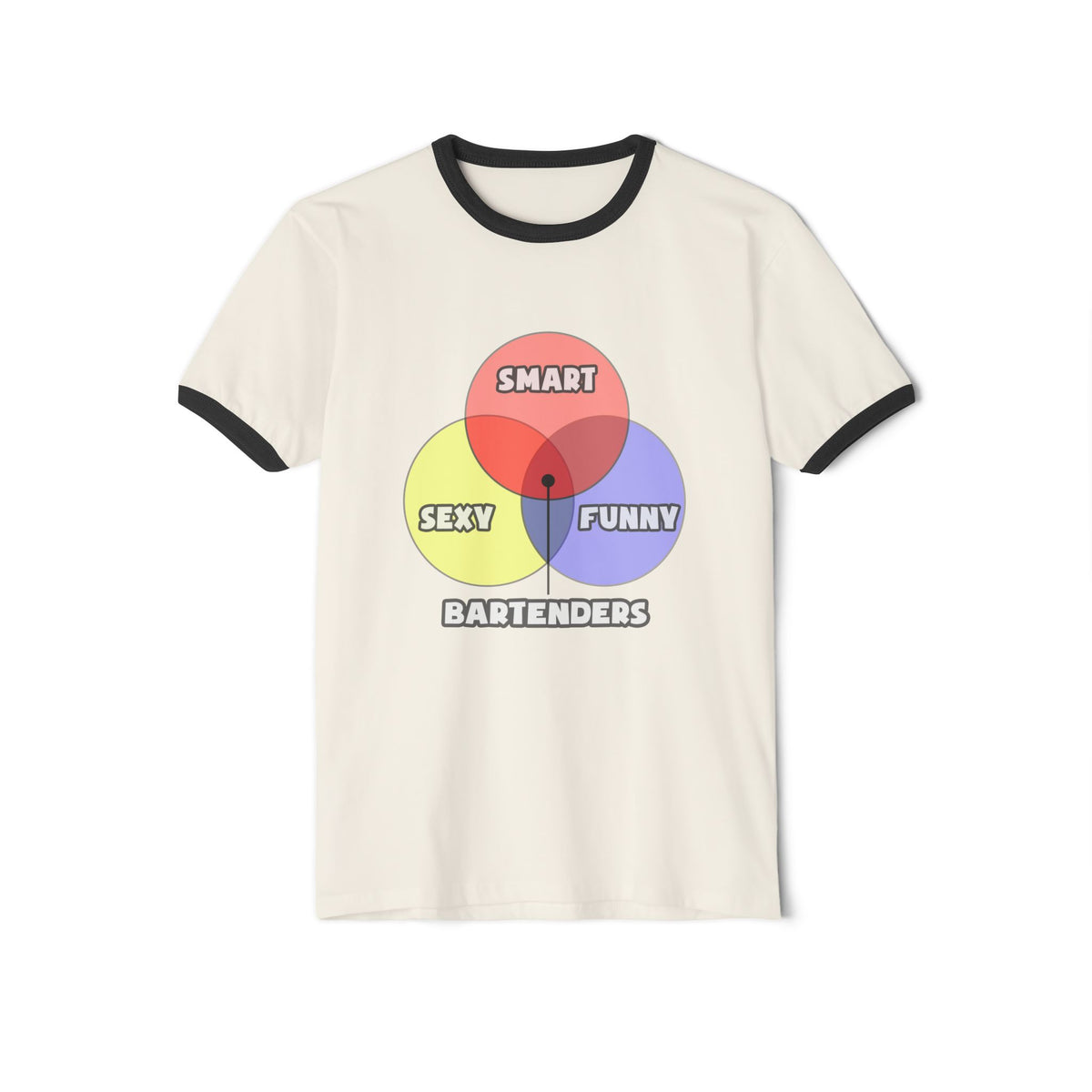Venn Diagram .. Bartenders - Unisex Cotton Ringer T-Shirt