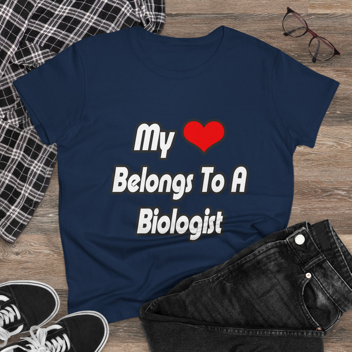 My Heart Belongs To A Biologist - Women's Midweight Cotton Tee