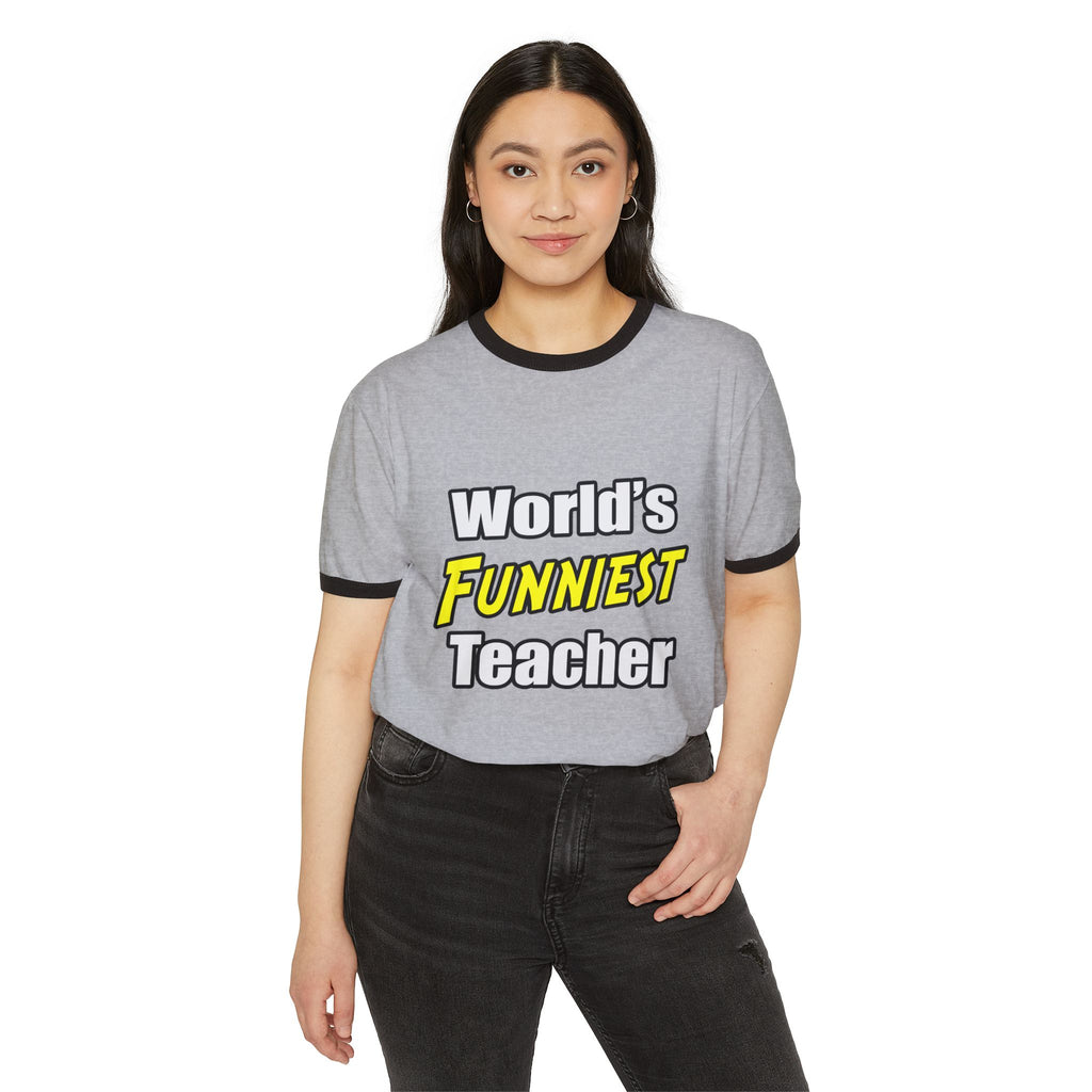 World's Funniest Teacher - Unisex Cotton Ringer T-Shirt