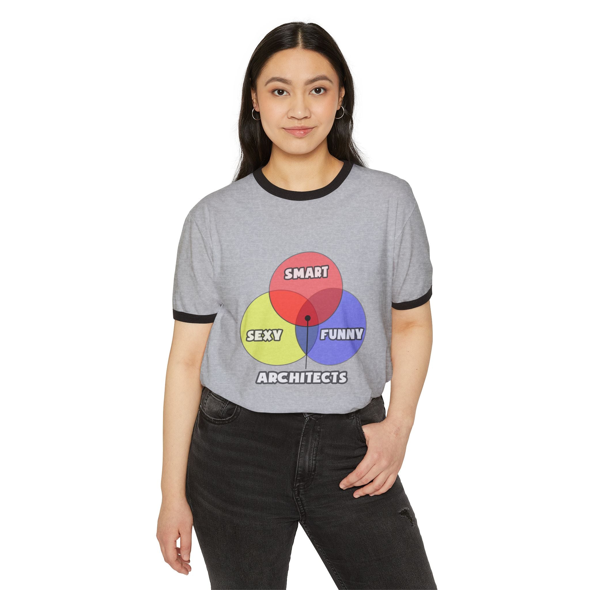 Venn Diagram .. Architects - Unisex Cotton Ringer T-Shirt