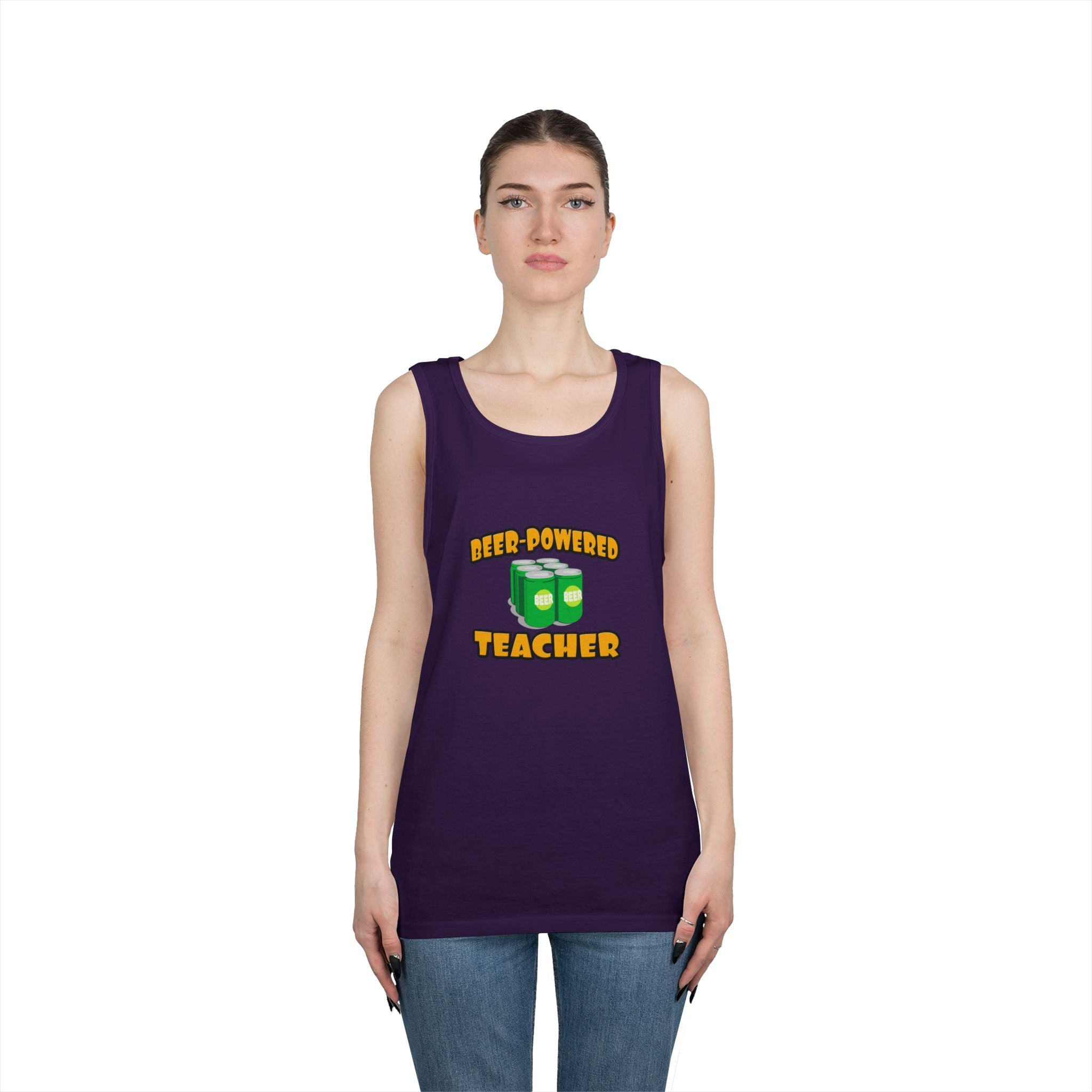 Beer Powered Teacher - Unisex Heavy Cotton Tank Top