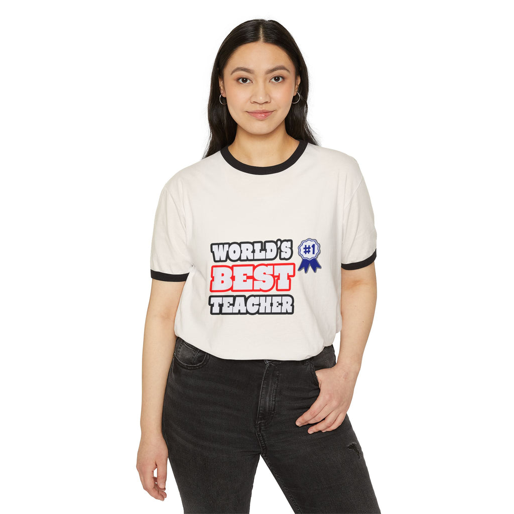 World's Best Teacher - Unisex Cotton Ringer T-Shirt