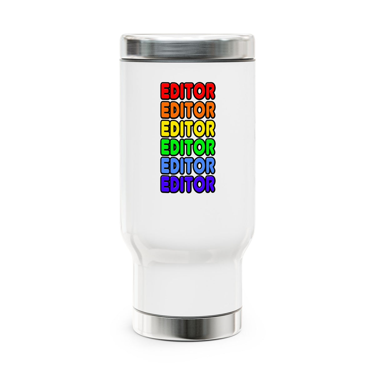 Rainbow Editor - Stainless Steel Travel Mug with Handle, 14oz