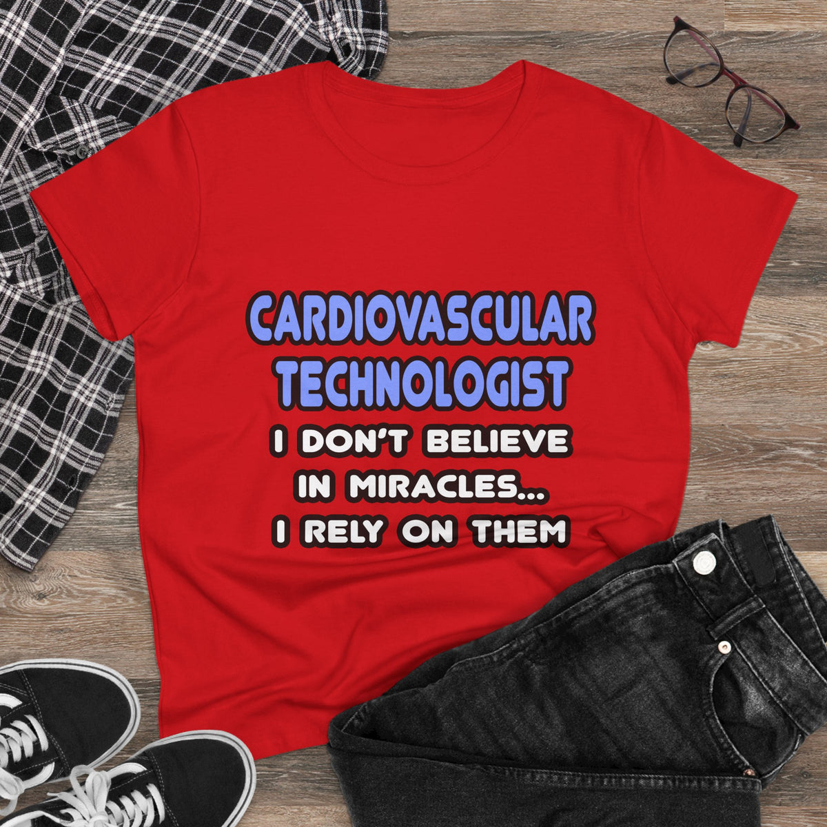 Miracles and Cardiovascular Technologists - Women's Midweight Cotton Tee