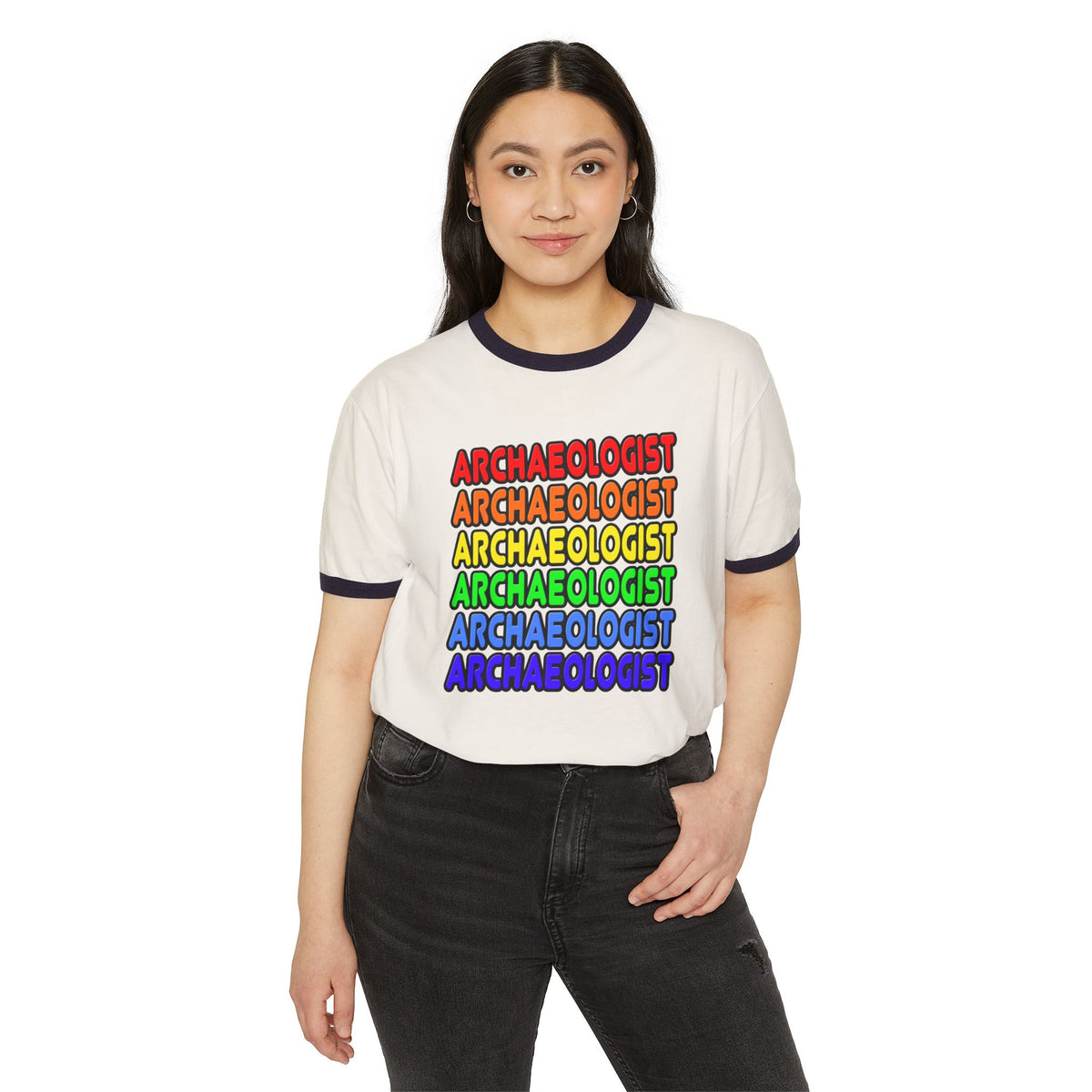 Rainbow Archaeologist - Unisex Cotton Ringer T-Shirt
