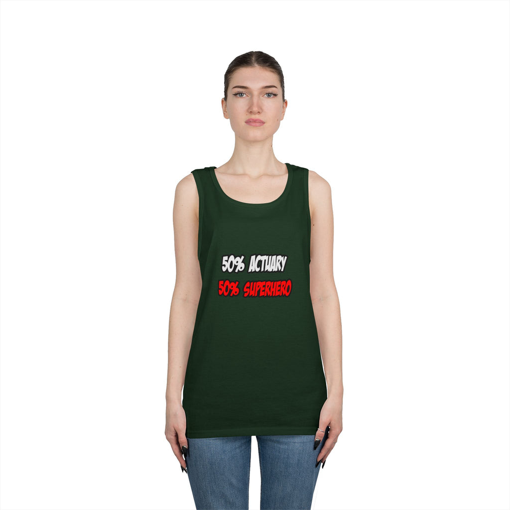 Half Actuary...Half Superhero - Unisex Heavy Cotton Tank Top