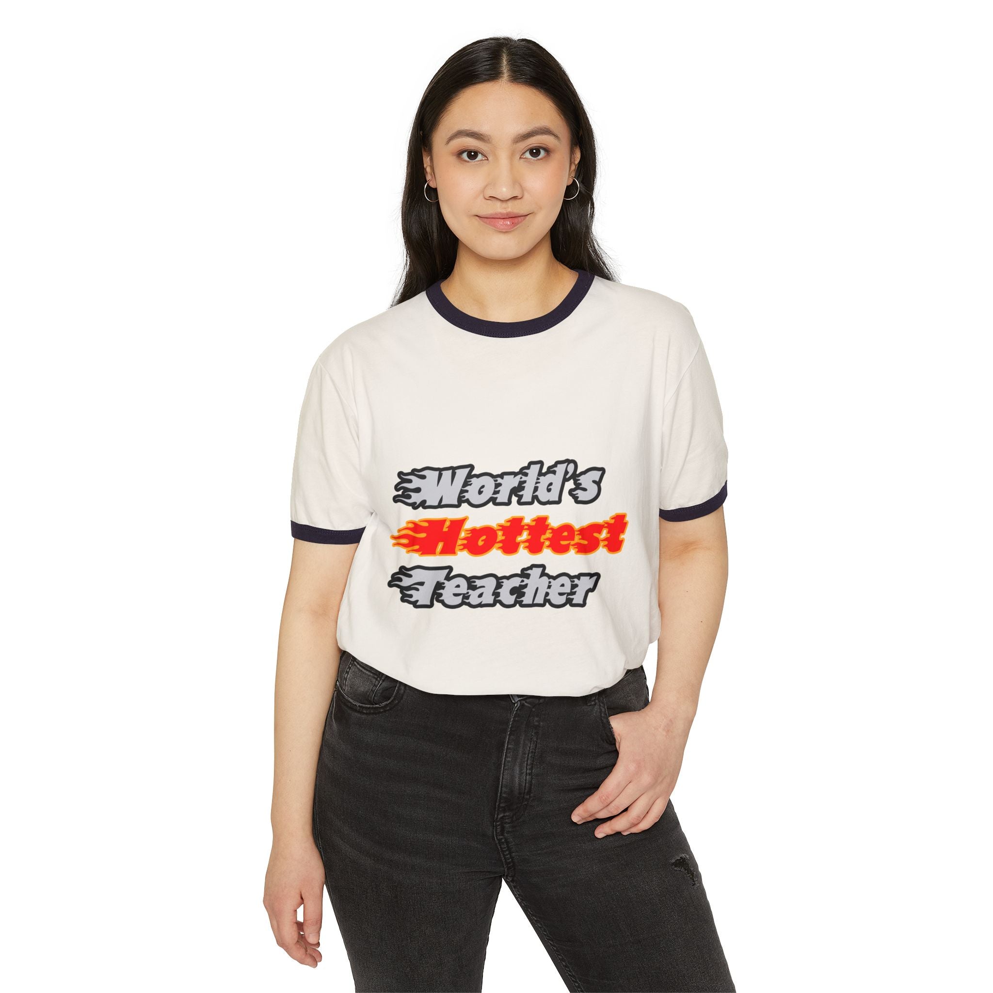 World's Hottest Teacher - Unisex Cotton Ringer T-Shirt