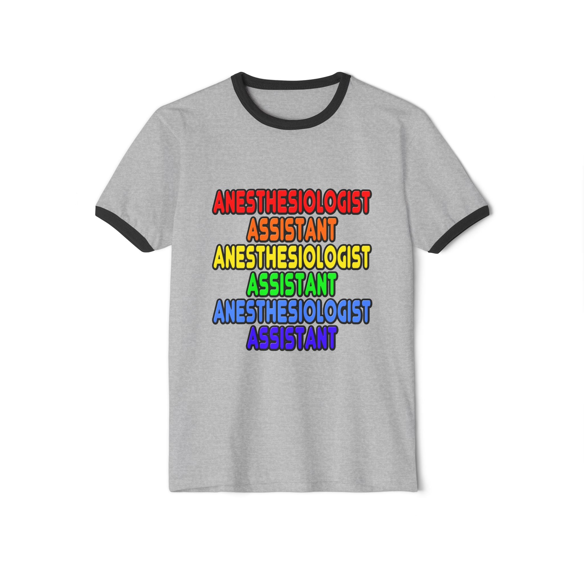 Rainbow Anesthesiologist Assistant - Unisex Cotton Ringer T-Shirt