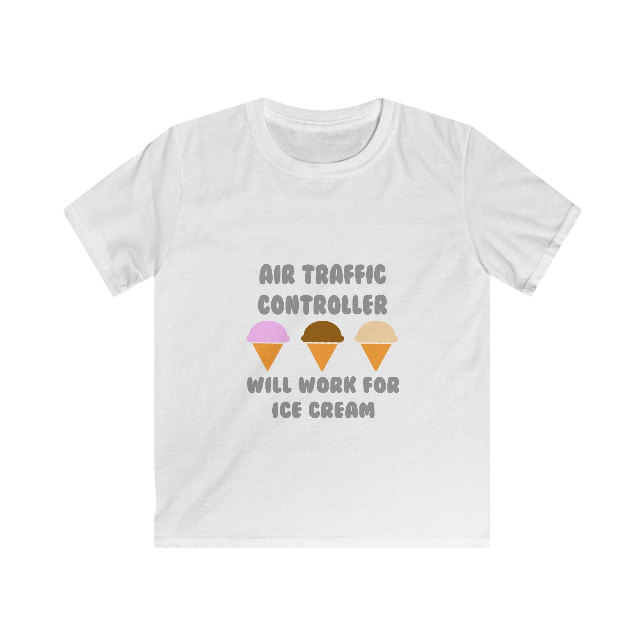 Air Traffic Controller ... Will Work For Ice Cream - Kids Softstyle Tee
