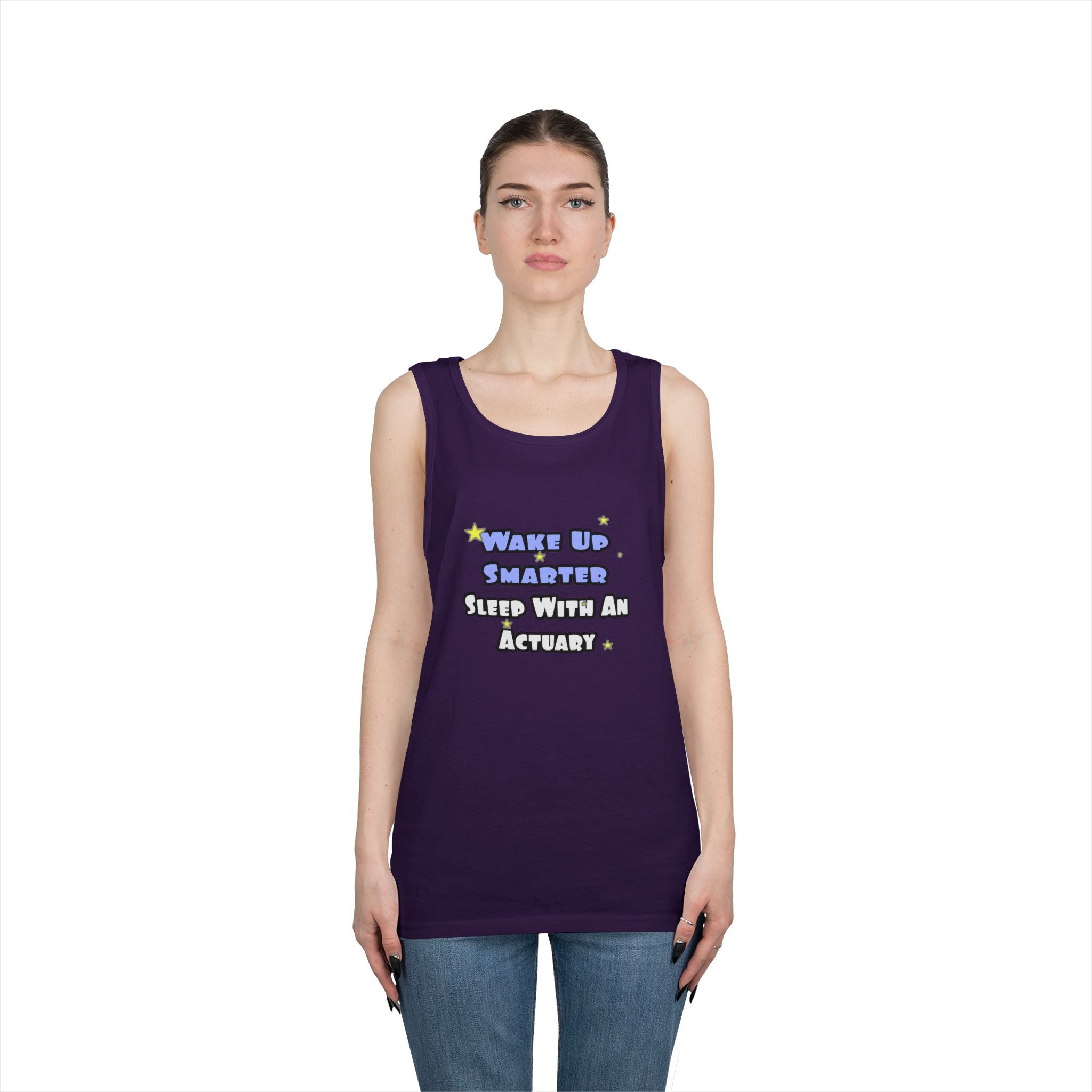 Wake Up Smarter...Sleep With an Actuary - Unisex Heavy Cotton Tank Top