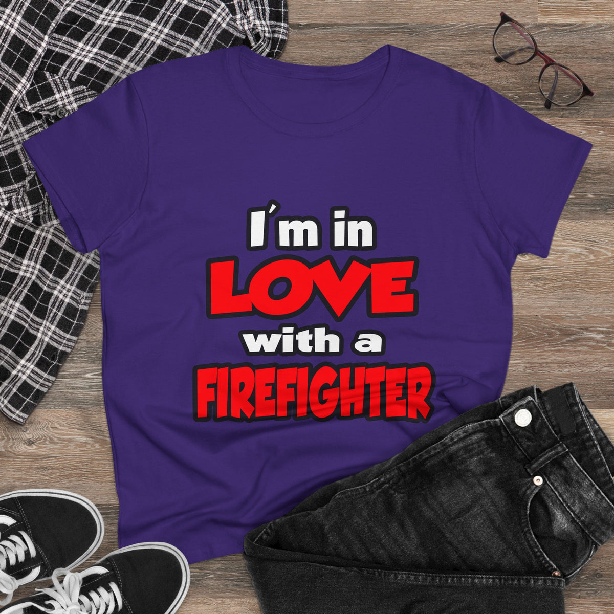 I'm In Love With A Firefighter - Women's Midweight Cotton Tee