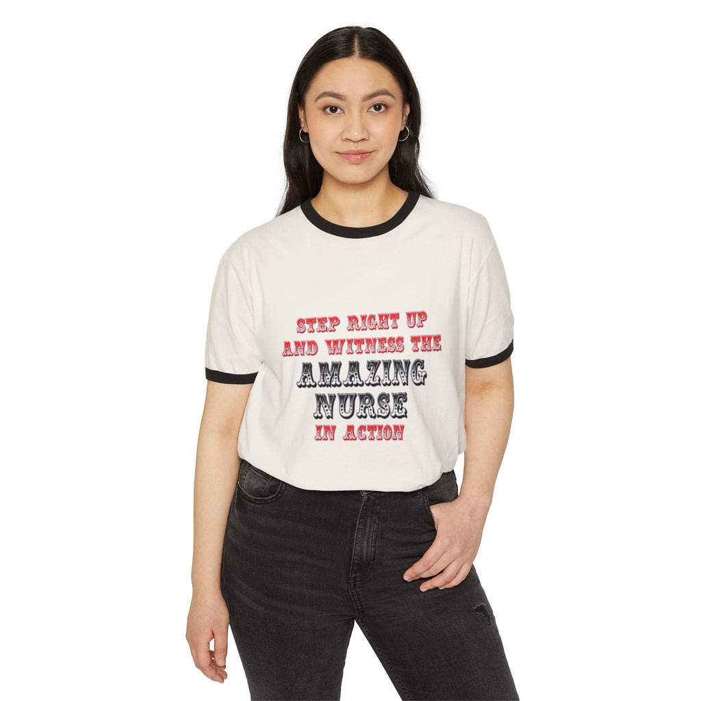 Amazing Nurse In Action - Unisex Cotton Ringer T-Shirt