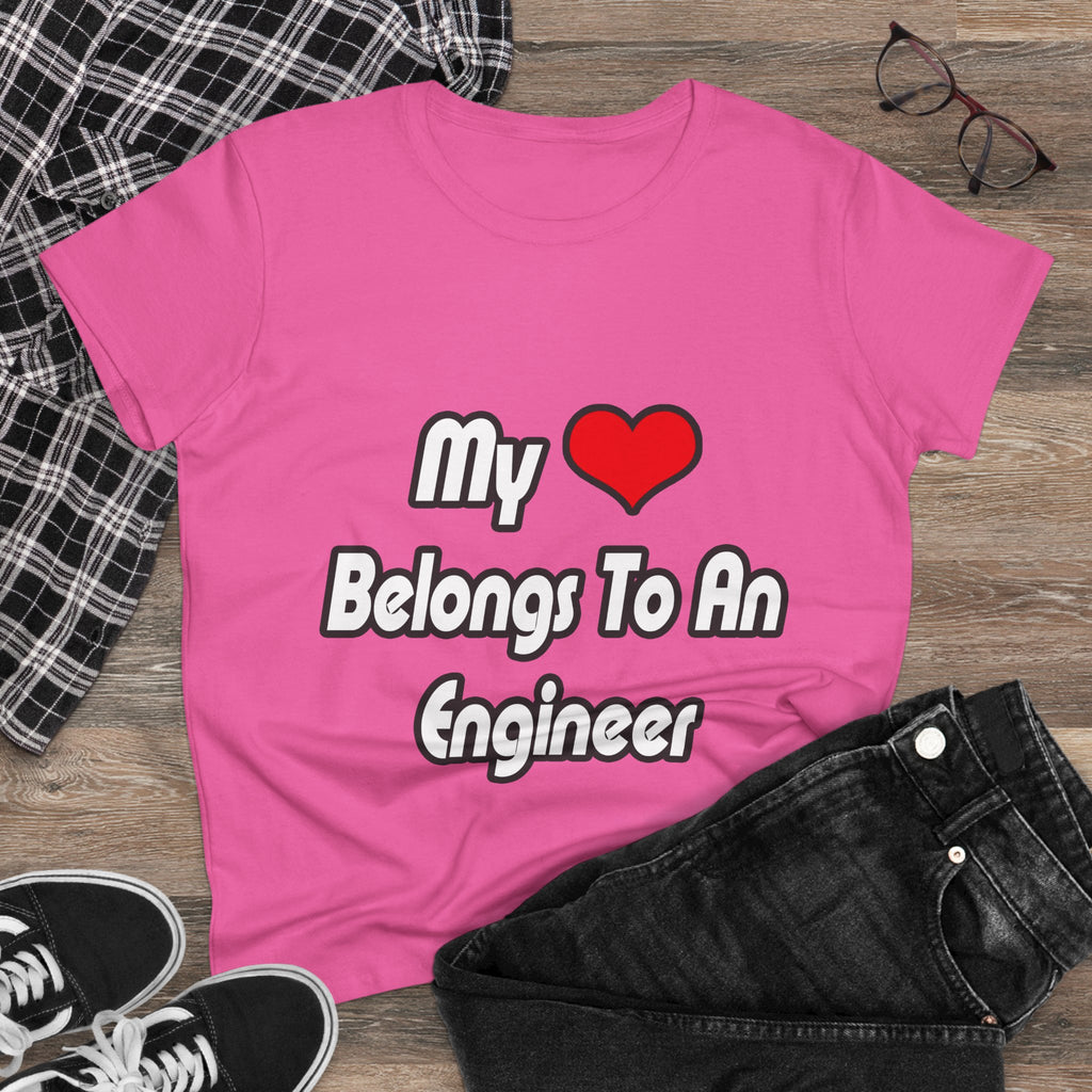 My Heart Belongs To An Engineer - Women's Midweight Cotton Tee
