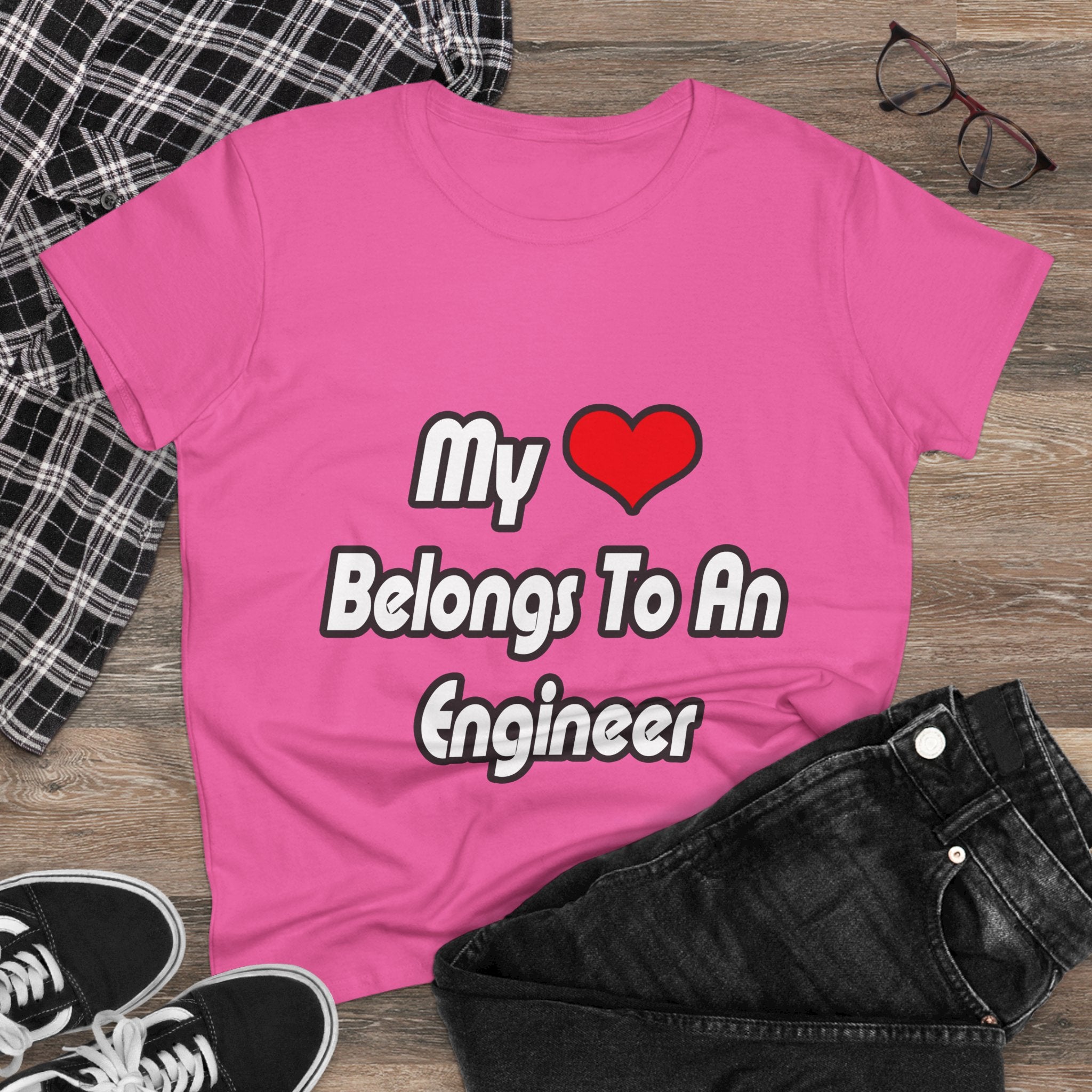 My Heart Belongs To An Engineer - Women's Midweight Cotton Tee