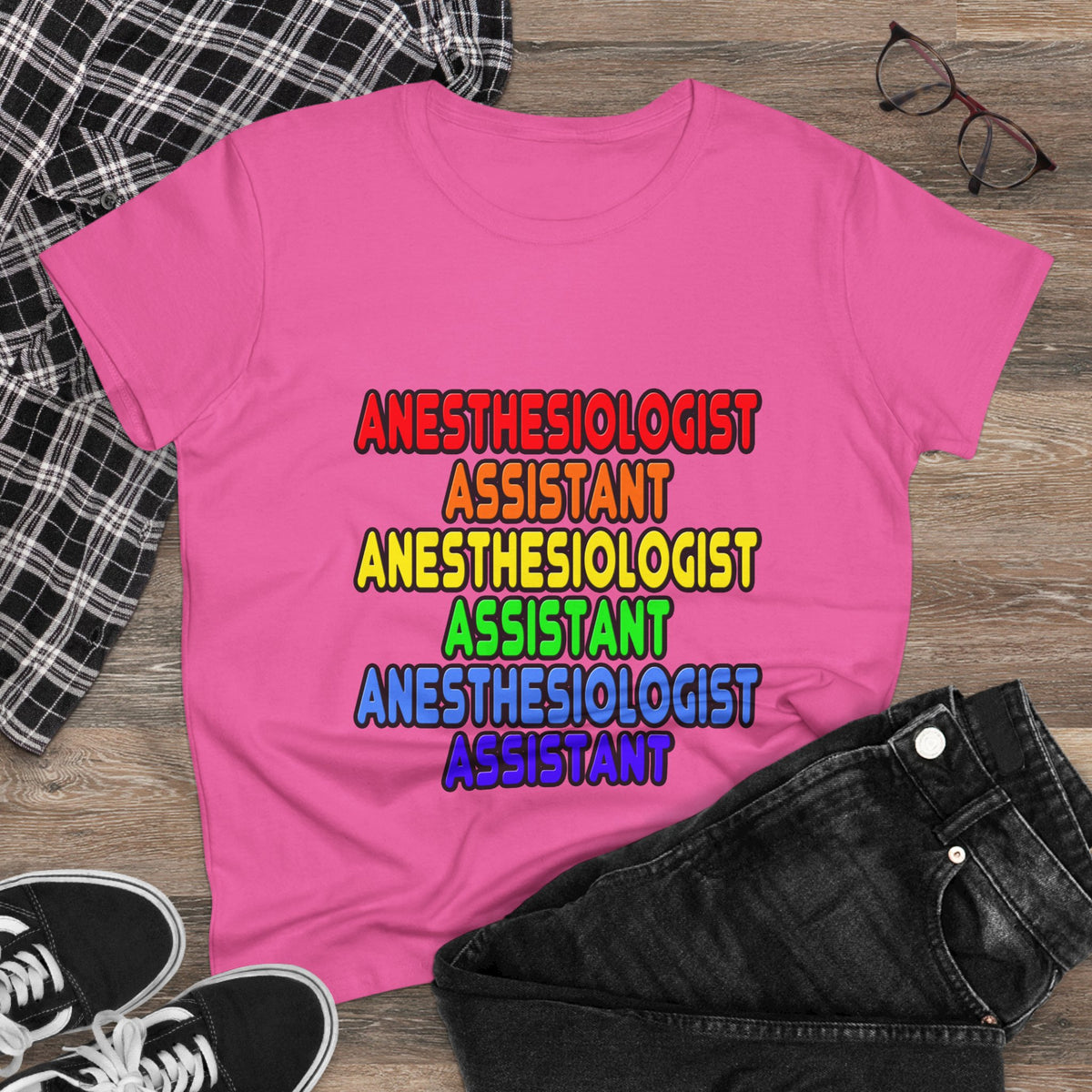 Rainbow Anesthesiologist Assistant - Women's Midweight Cotton Tee