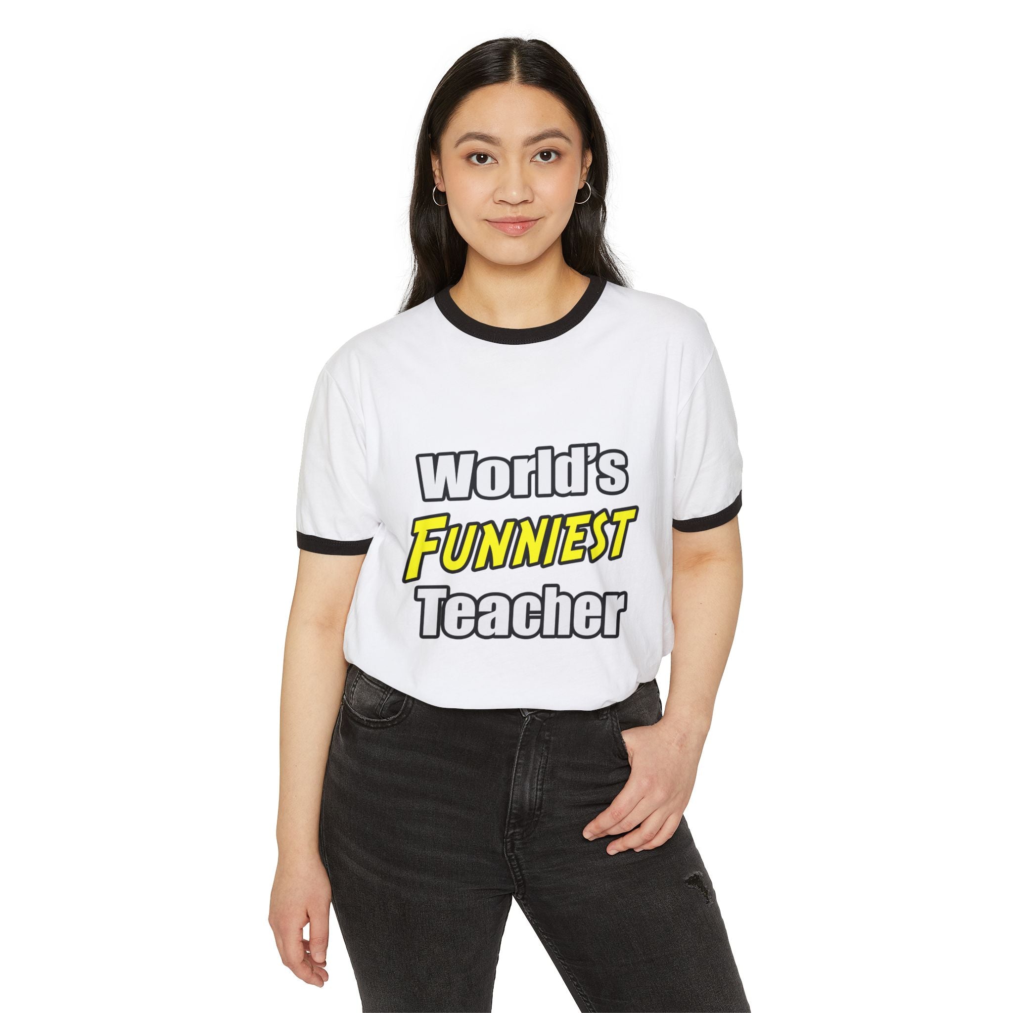 World's Funniest Teacher - Unisex Cotton Ringer T-Shirt