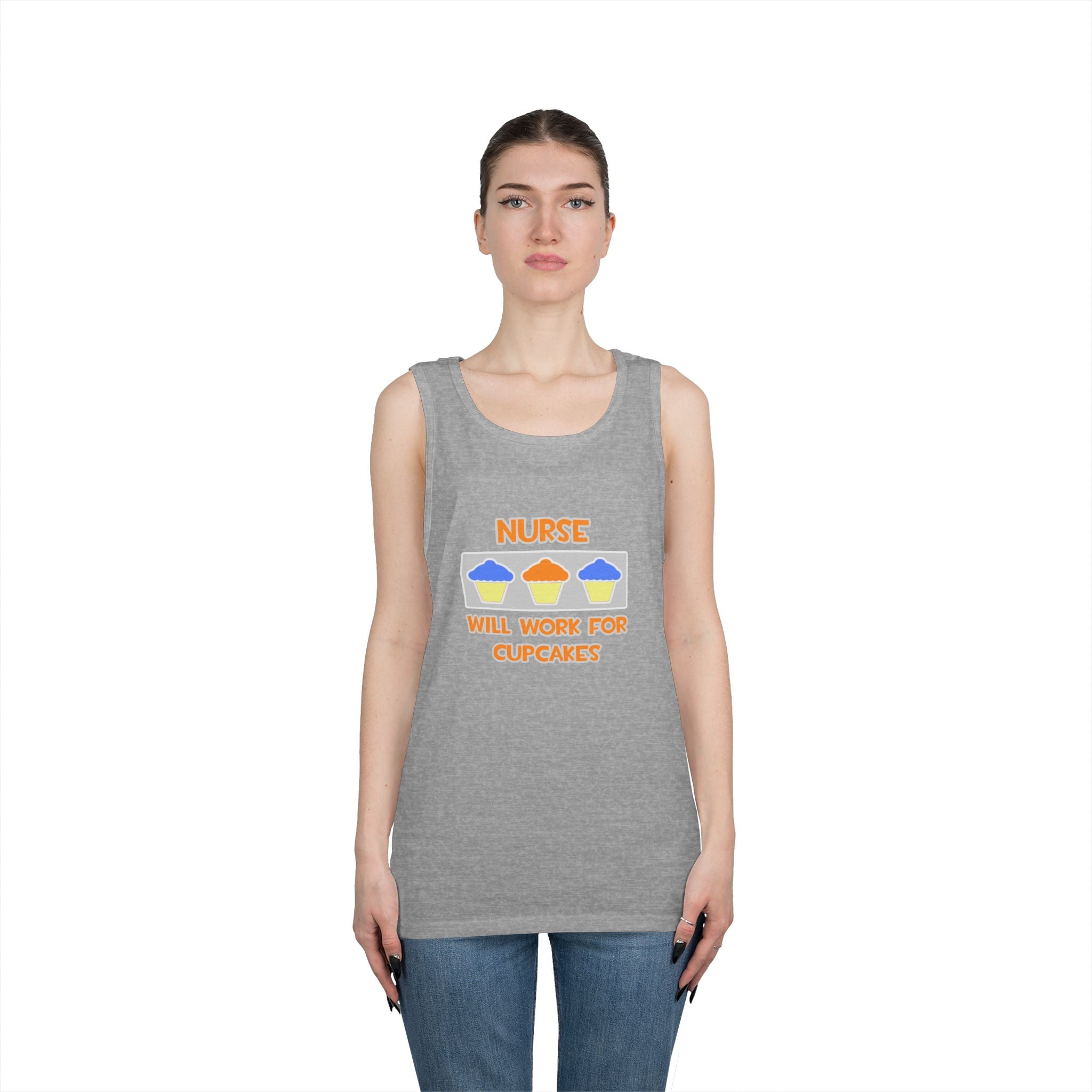 Nurse ... Will Work For Cupcakes - Unisex Heavy Cotton Tank Top