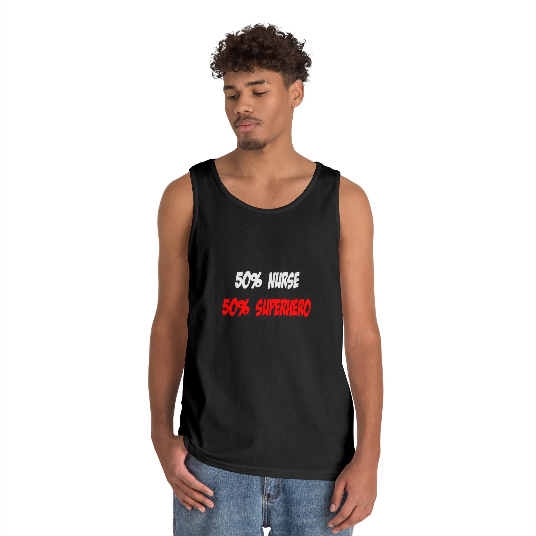 Half Nurse...Half Superhero - Unisex Heavy Cotton Tank Top