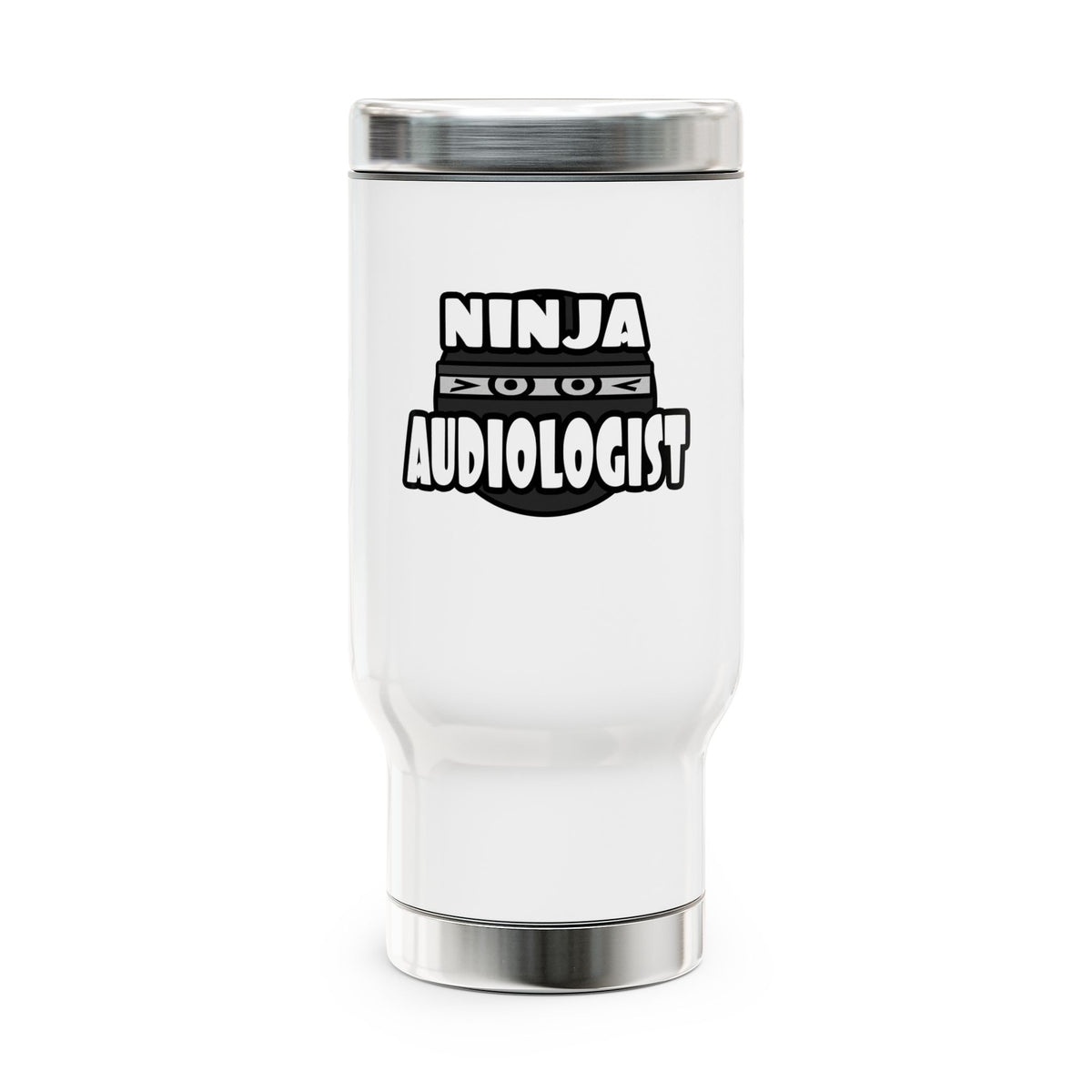 Ninja Audiologist - Stainless Steel Travel Mug with Handle, 14oz