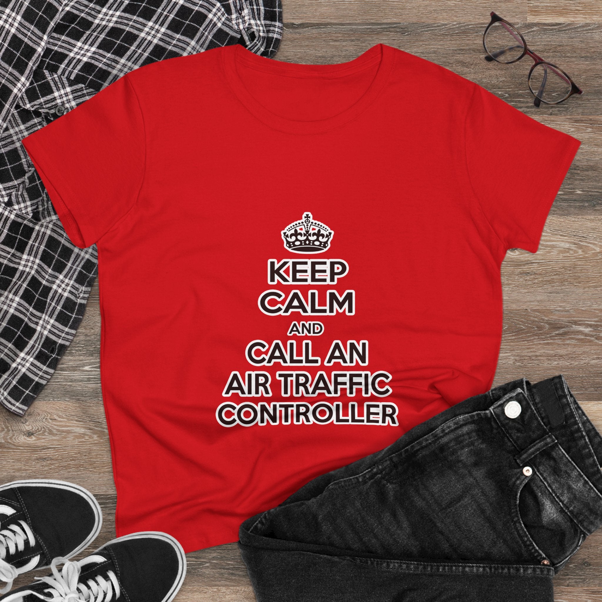 Keep Calm and Call an Air Traffic Controller - Women's Midweight Cotton Tee