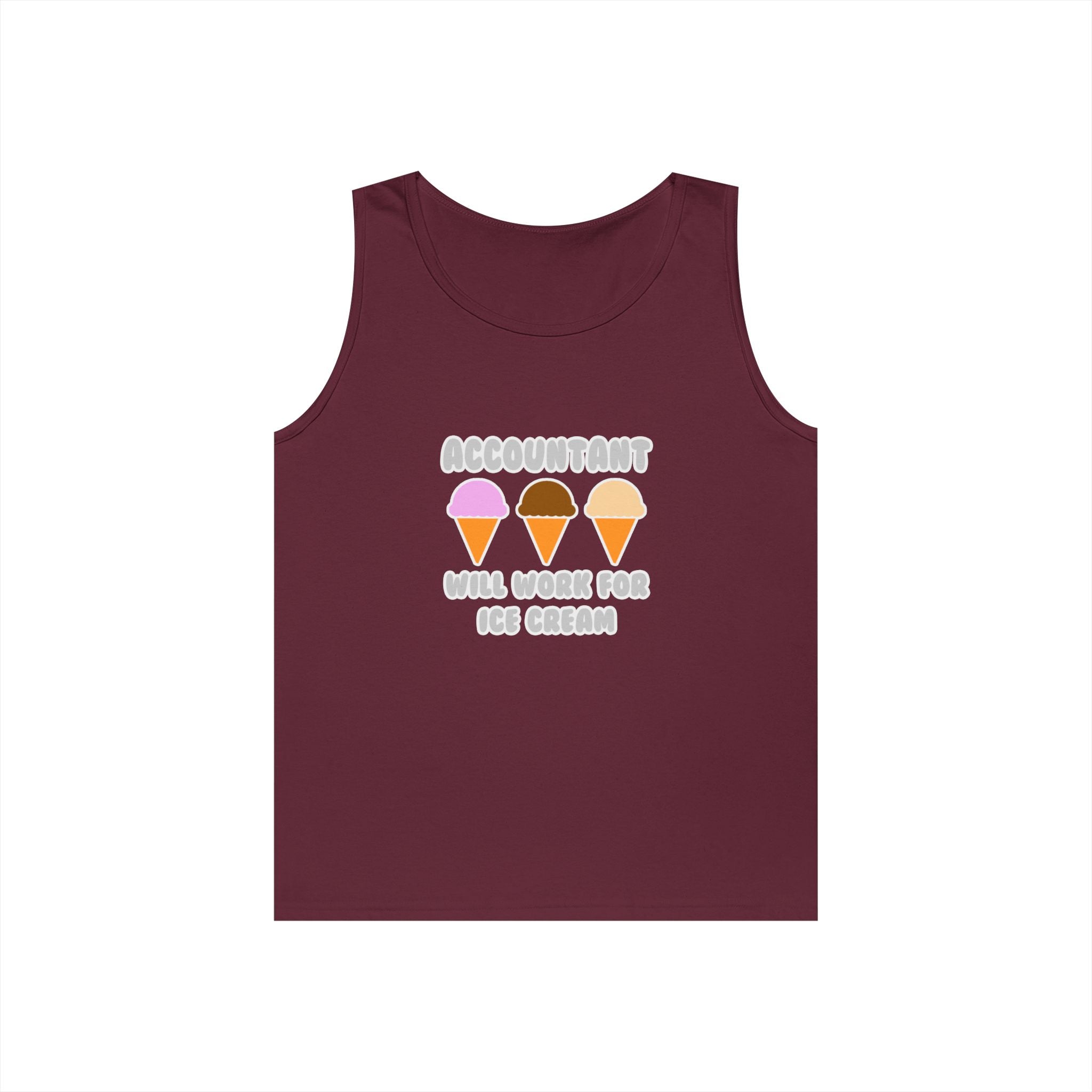 Accountant ... Will Work For Ice Cream - Unisex Heavy Cotton Tank Top