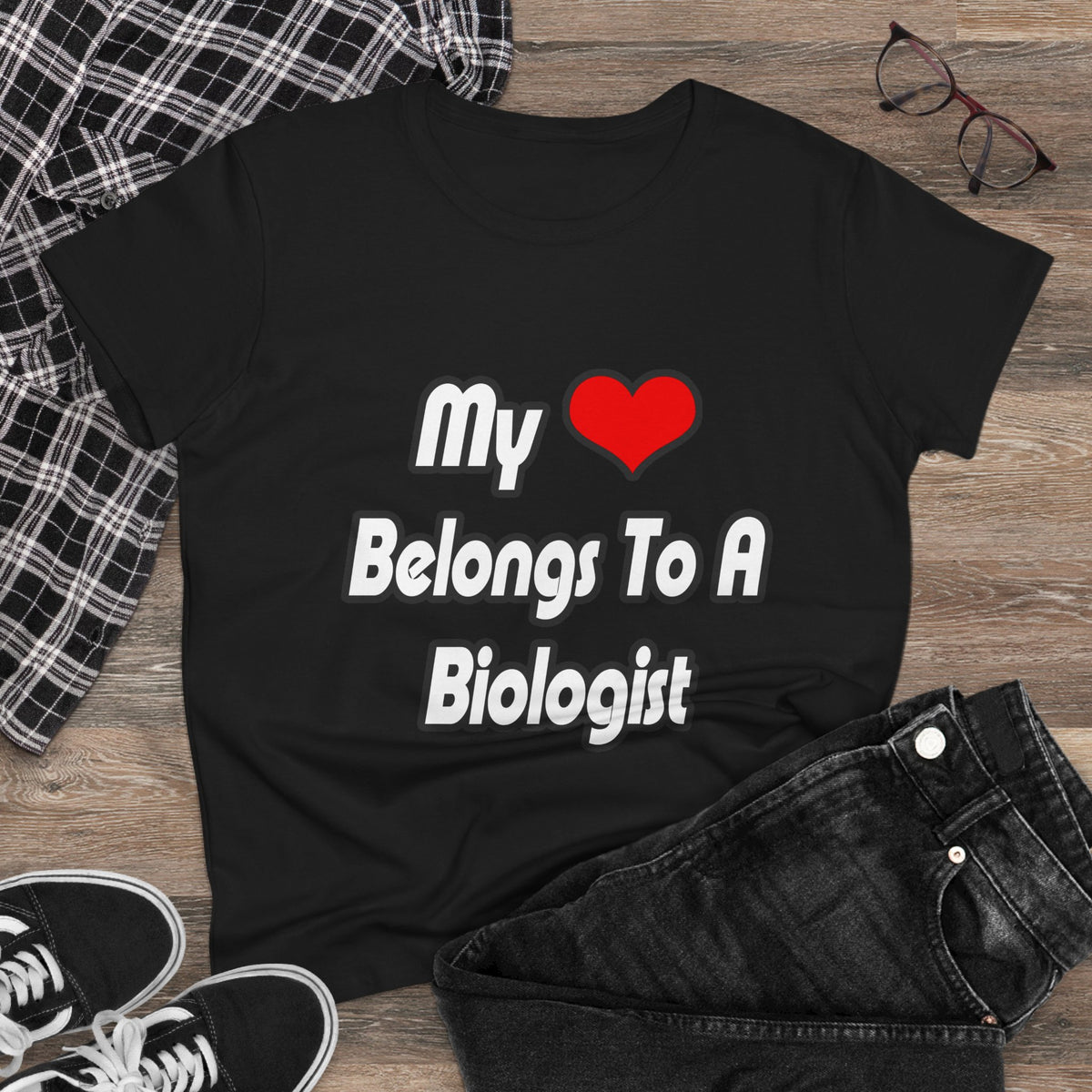 My Heart Belongs To A Biologist - Women's Midweight Cotton Tee