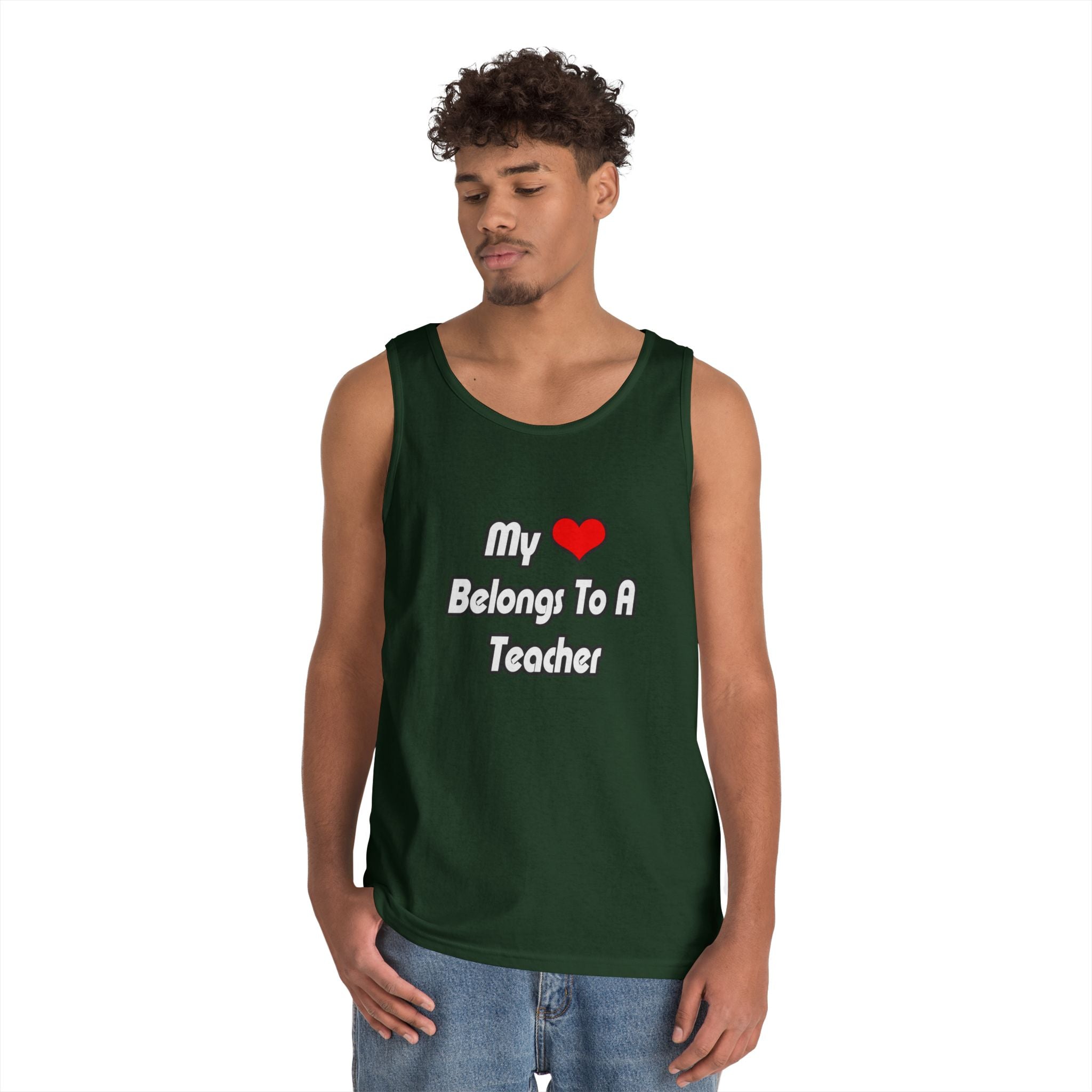 My Heart Belongs To A Teacher - Unisex Heavy Cotton Tank Top