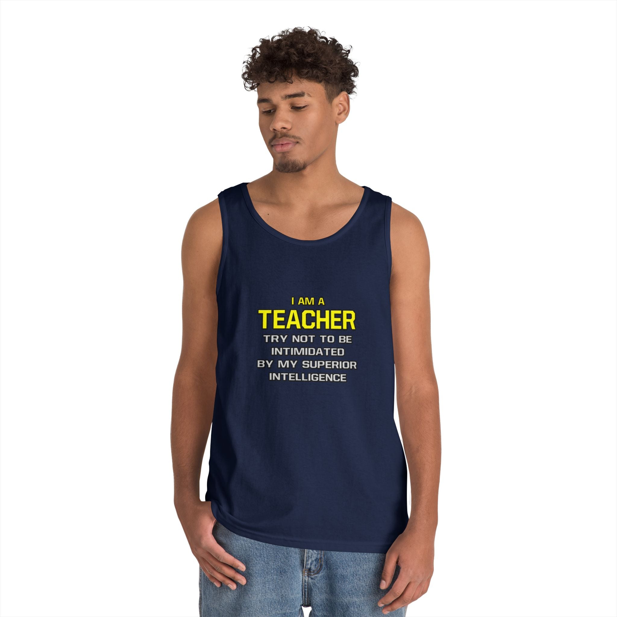 Teacher...Superior Intelligence - Unisex Heavy Cotton Tank Top