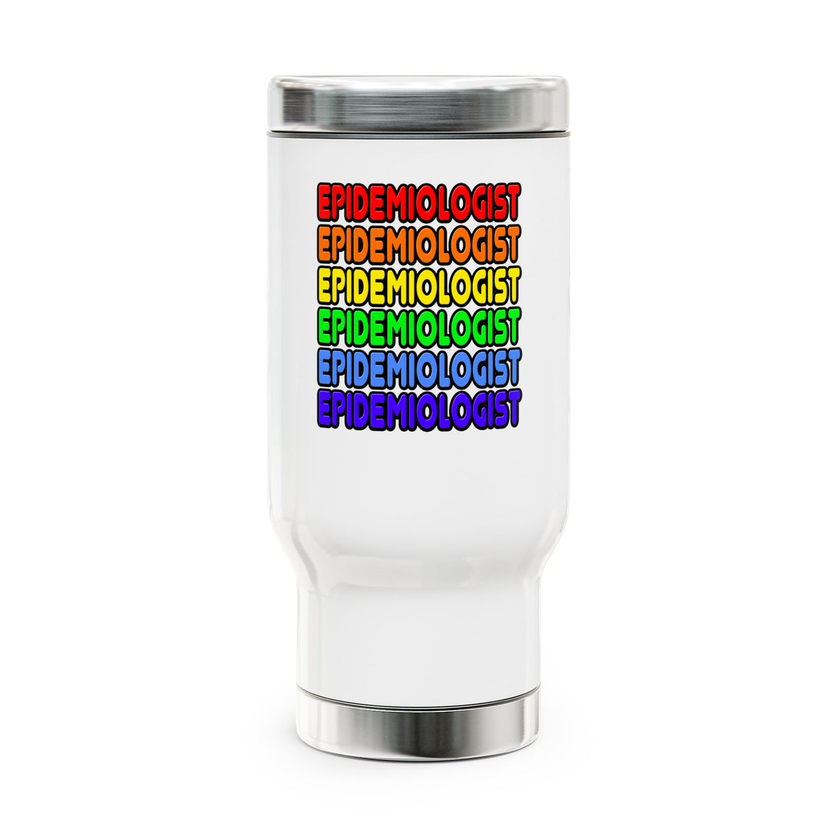 Rainbow Epidemiologist - Stainless Steel Travel Mug with Handle, 14oz