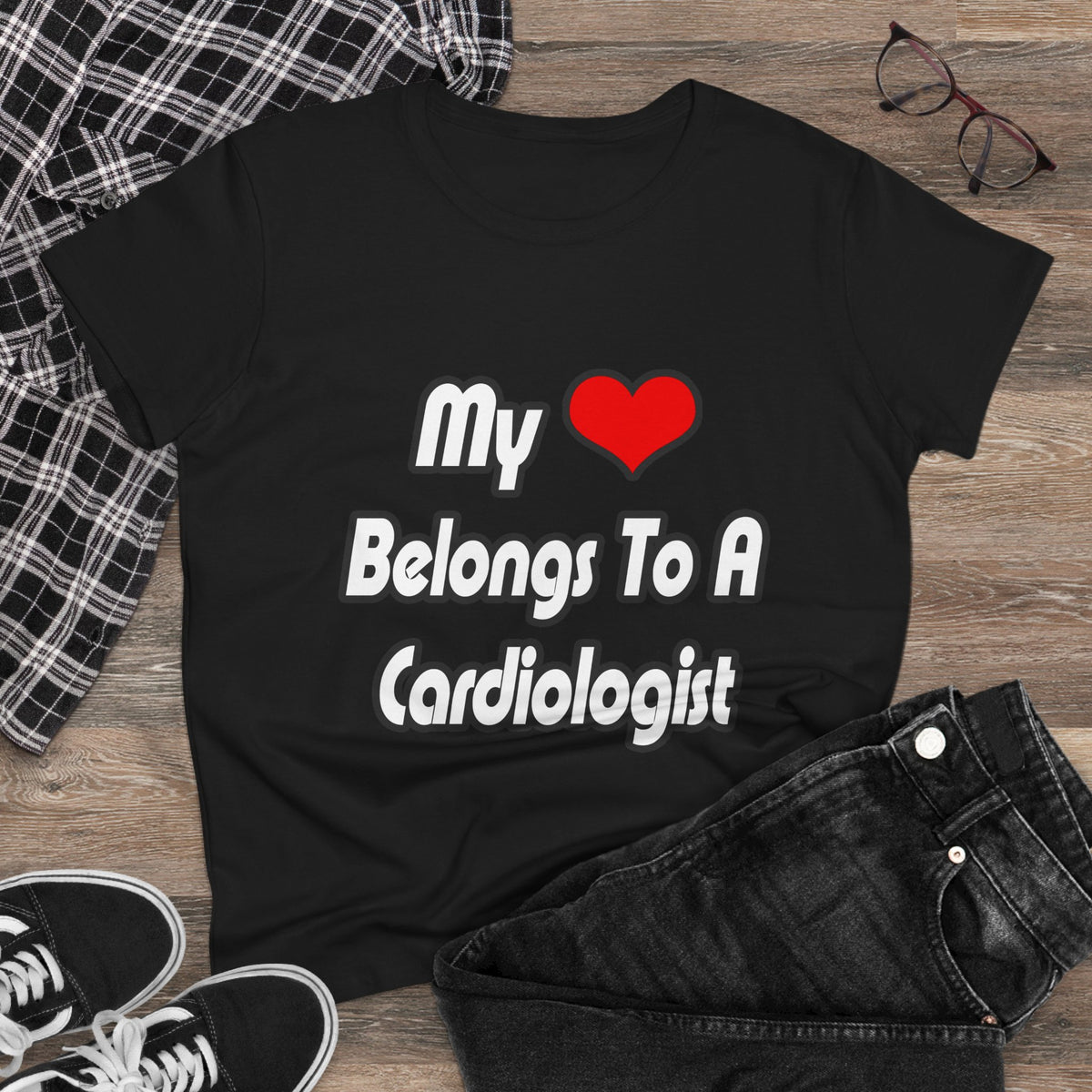 My Heart Belongs To A Cardiologist - Women's Midweight Cotton Tee