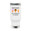 Bartender ... Will Work For Ice Cream - Stainless Steel Travel Mug with Handle, 14oz
