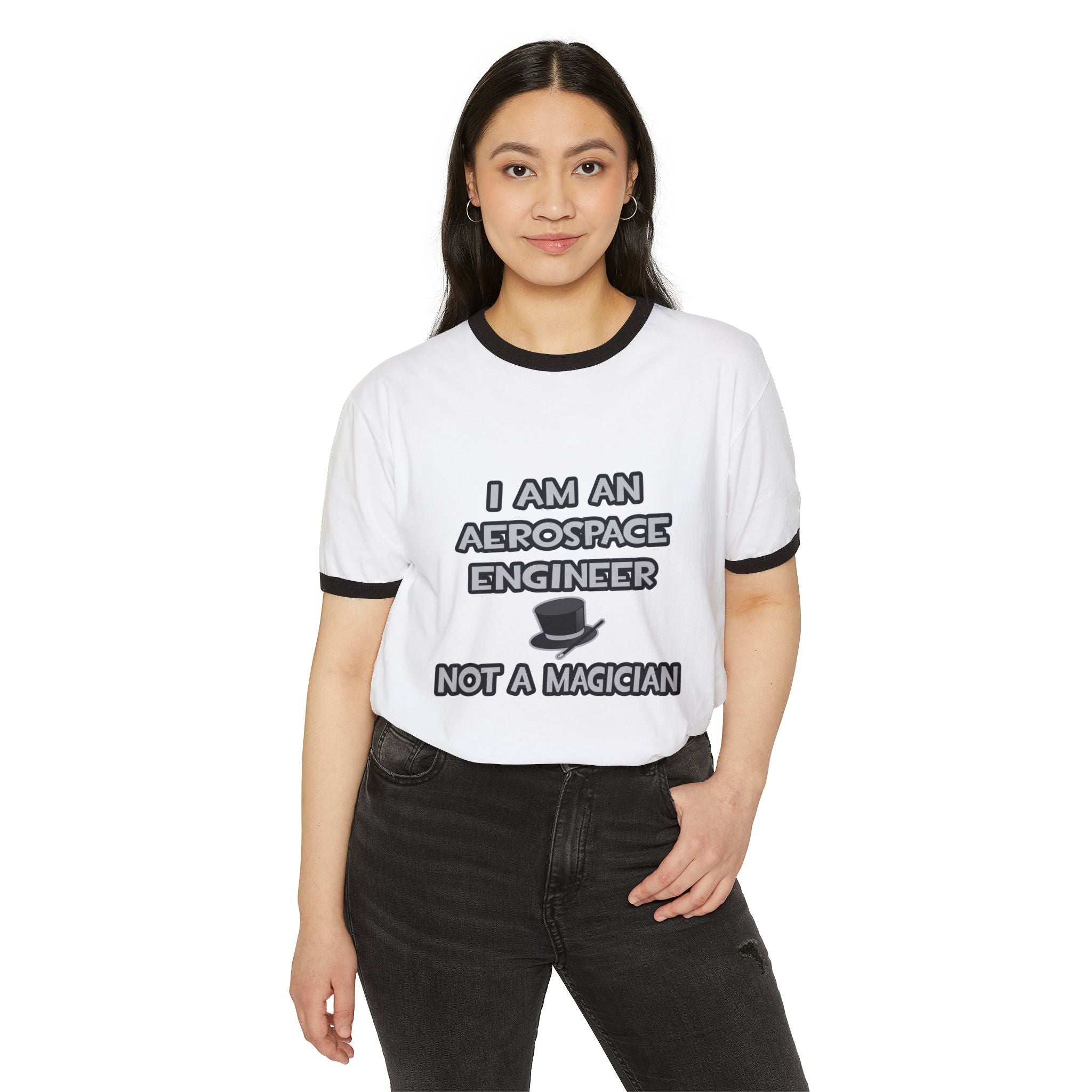 Aerospace Engineer ... Not A Magician - Unisex Cotton Ringer T-Shirt