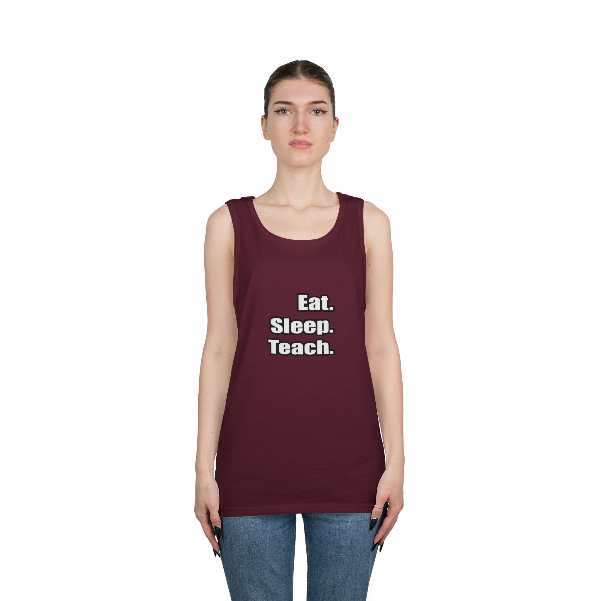 eat sleep teach - Unisex Heavy Cotton Tank Top