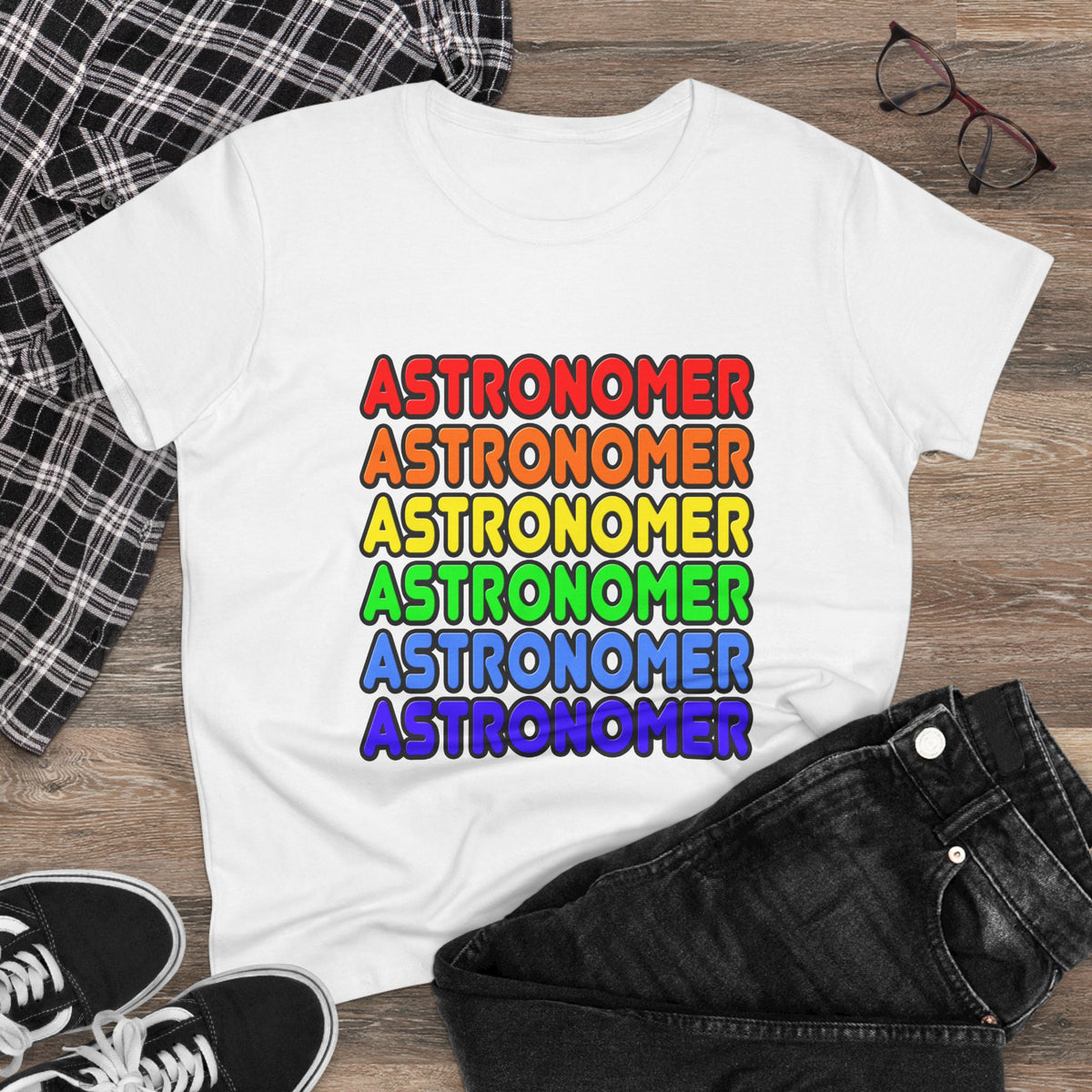 Rainbow Astronomer - Women's Midweight Cotton Tee