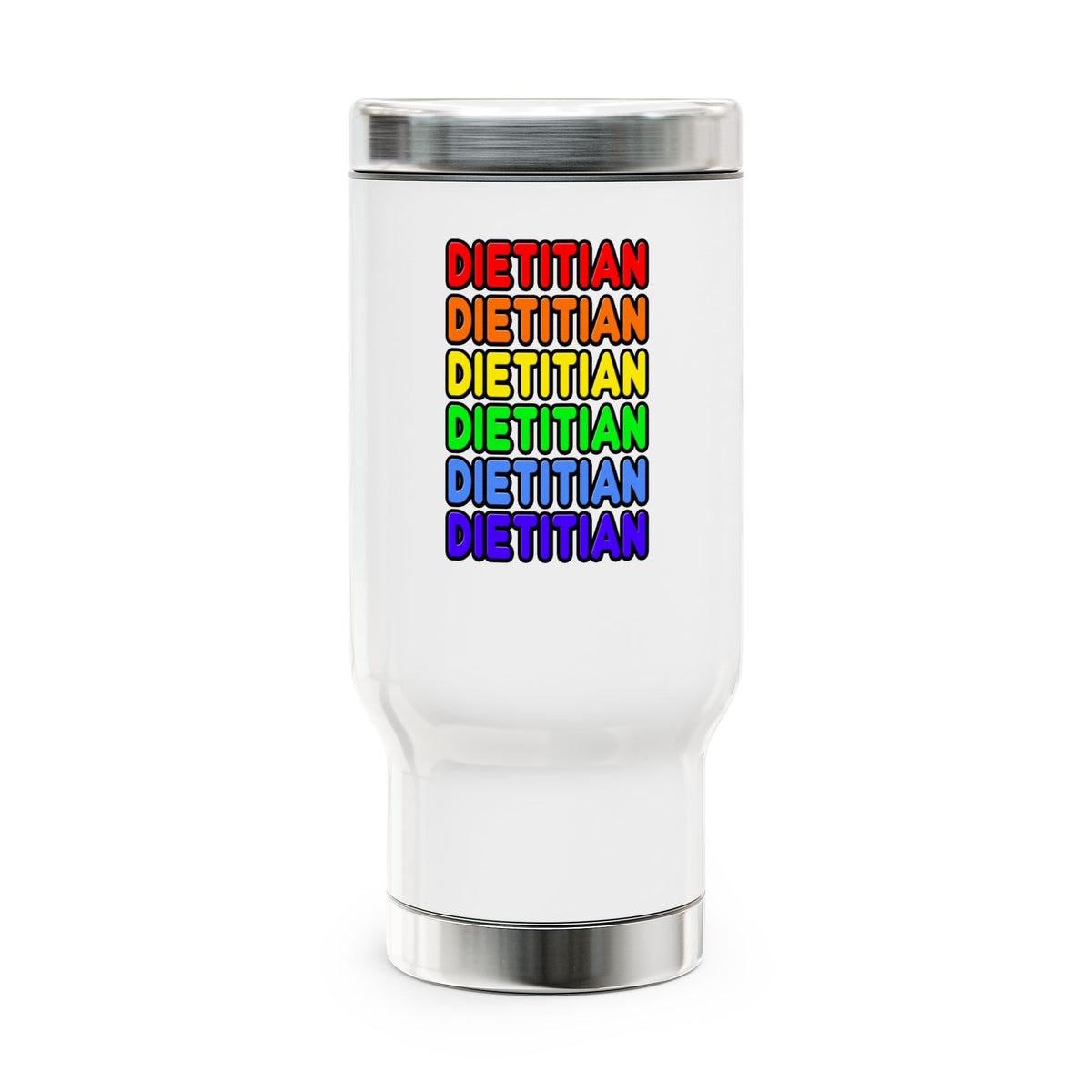 Rainbow Dietitian - Stainless Steel Travel Mug with Handle, 14oz