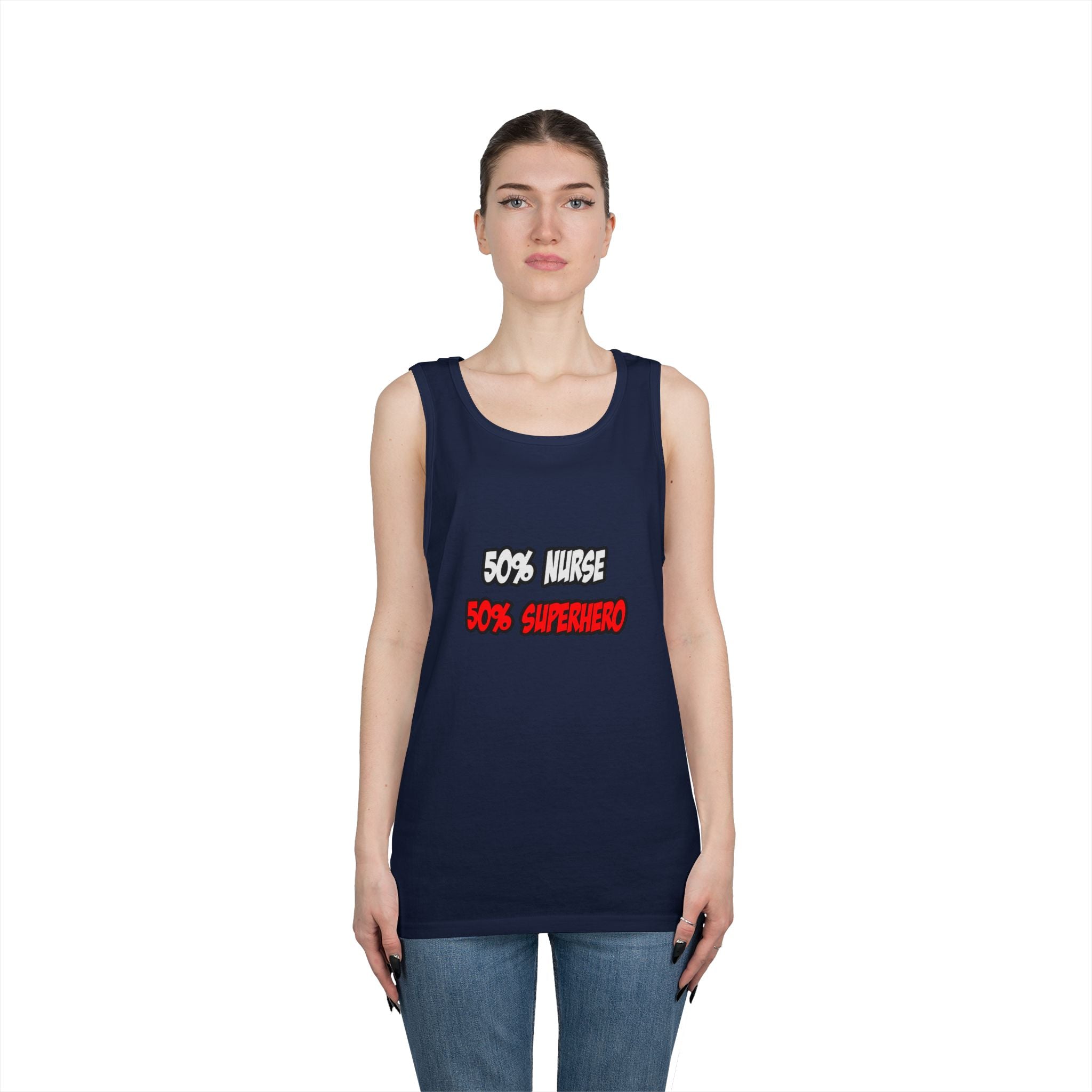 Half Nurse...Half Superhero - Unisex Heavy Cotton Tank Top