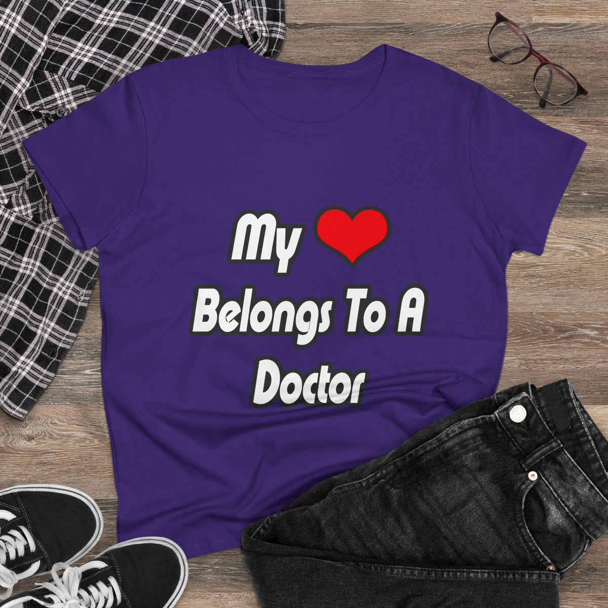 My Heart Belongs To A Doctor - Women's Midweight Cotton Tee
