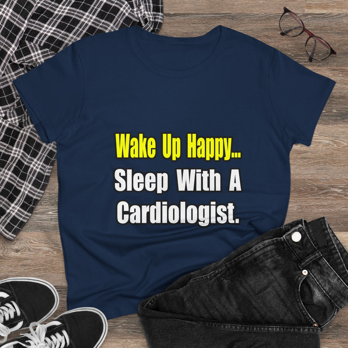 Sleep With a Cardiologist - Women's Midweight Cotton Tee