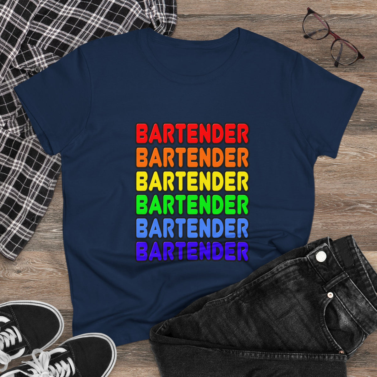 Rainbow Bartender - Women's Midweight Cotton Tee