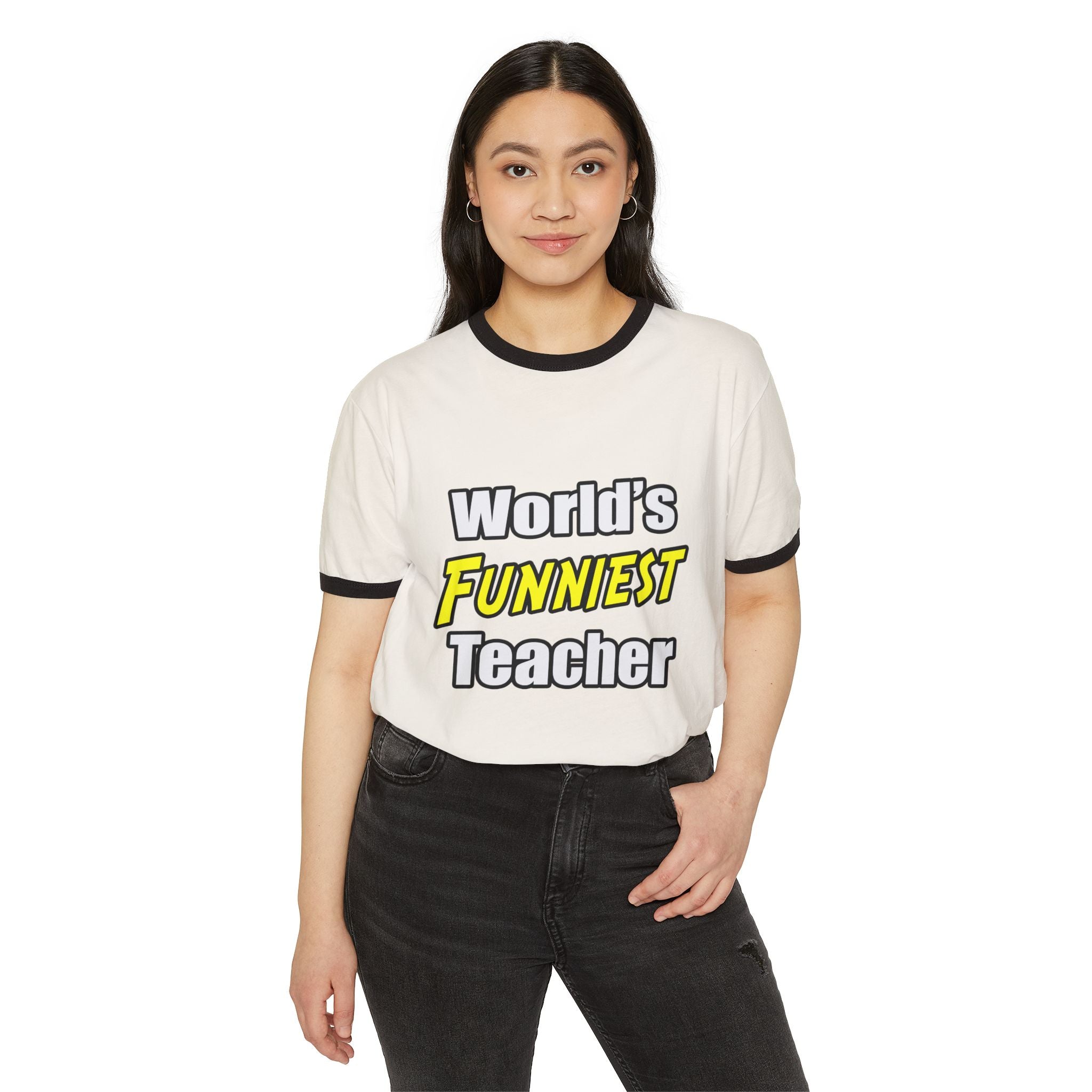 World's Funniest Teacher - Unisex Cotton Ringer T-Shirt