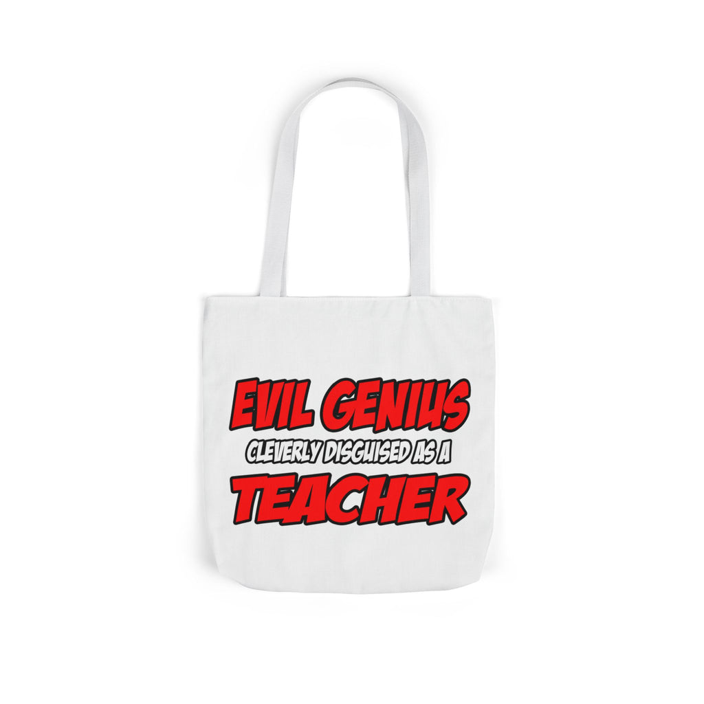 Evil Genius...Teacher - Canvas Tote Bag, 5-Color Straps