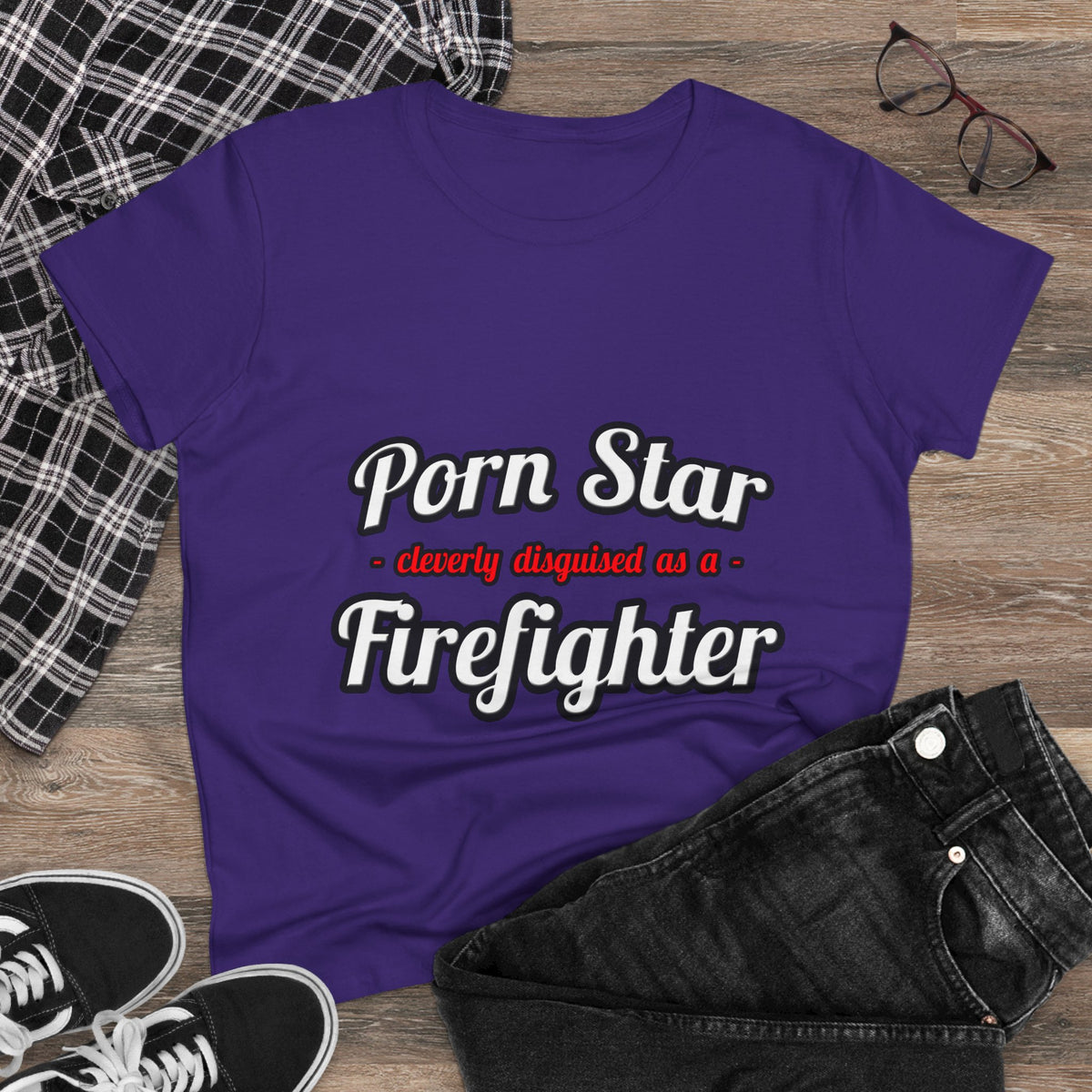 Porn Star...Firefighter - Women's Midweight Cotton Tee