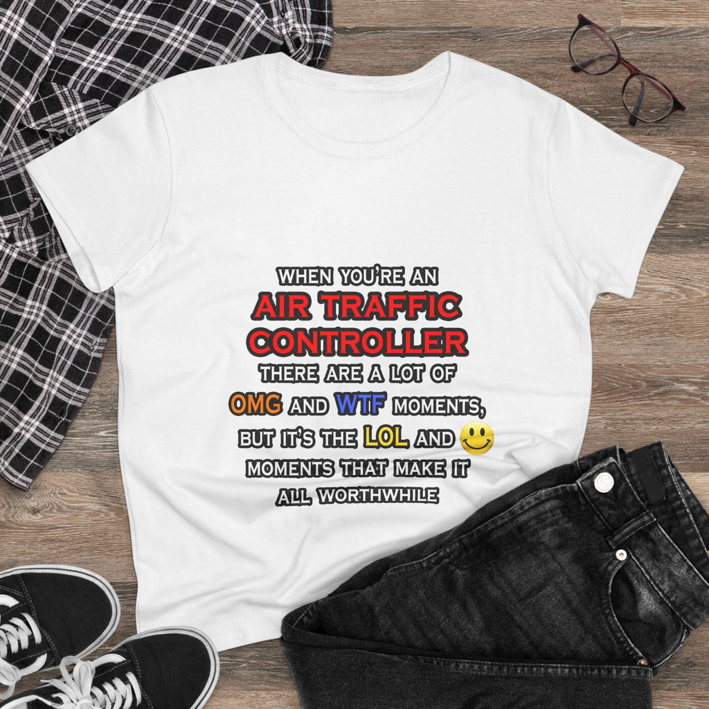Funny Air Traffic Controller ... OMG WTF LOL - Women's Midweight Cotton Tee